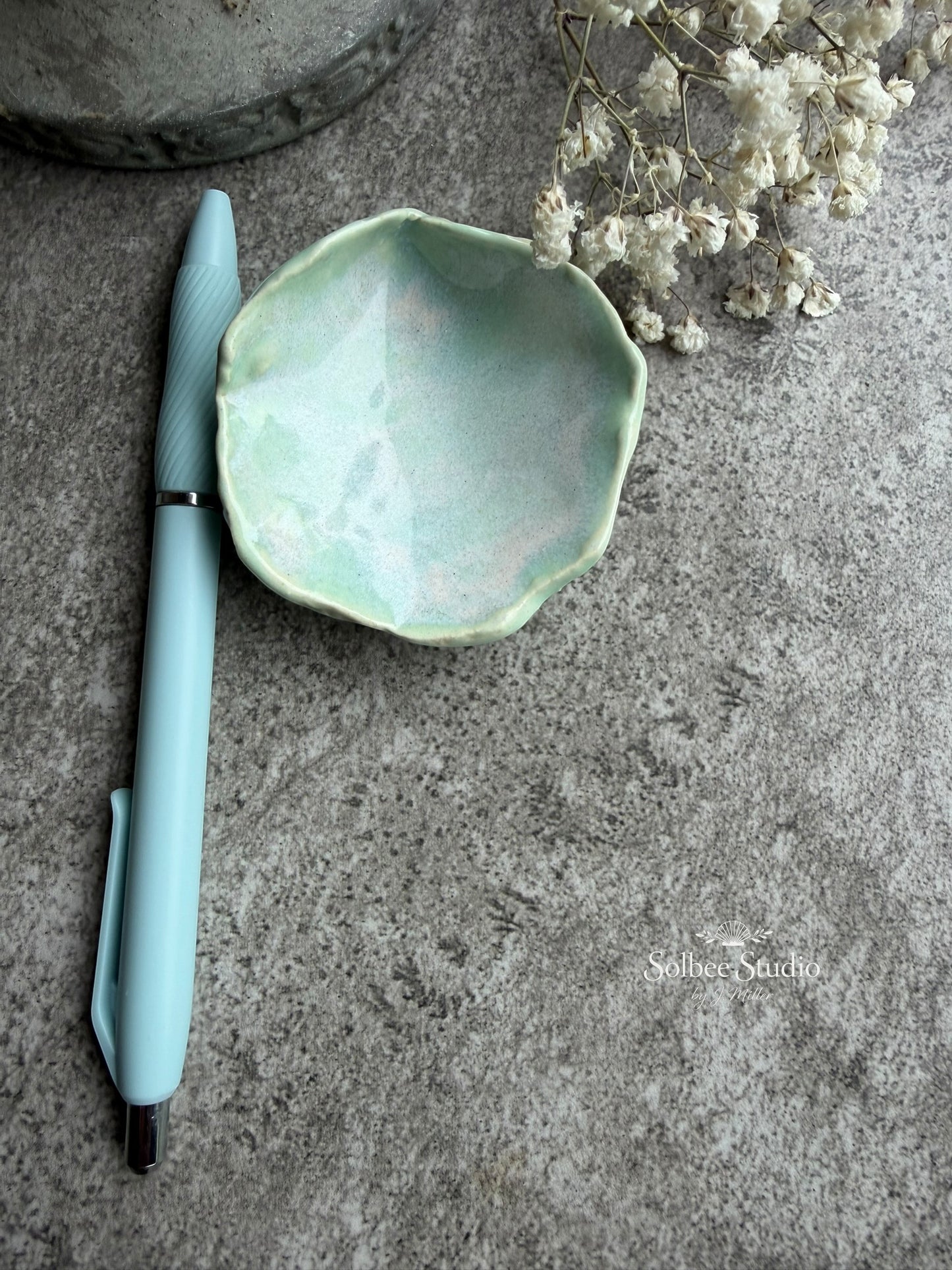 Handmade Ceramic Ring Dish | Soft Seafoam Trinket Bowl | Minimal Coastal Jewelry Holder | Organic Pottery Catchall | Beach Inspired Decor