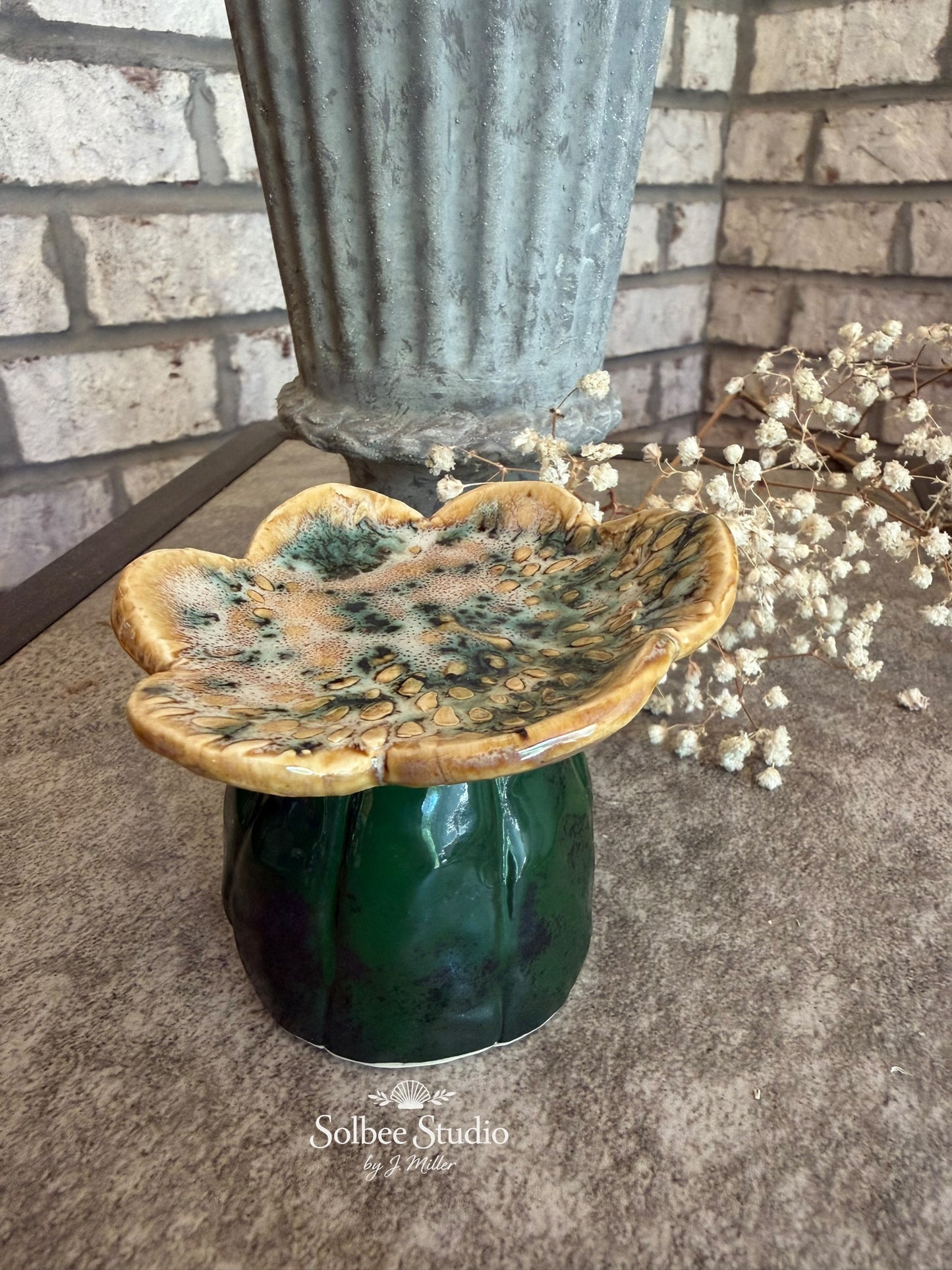 Desert Bloom Ring Dish | Handmade Ceramic Cactus Flower Trinket Holder, Paper weight, Garden Decor