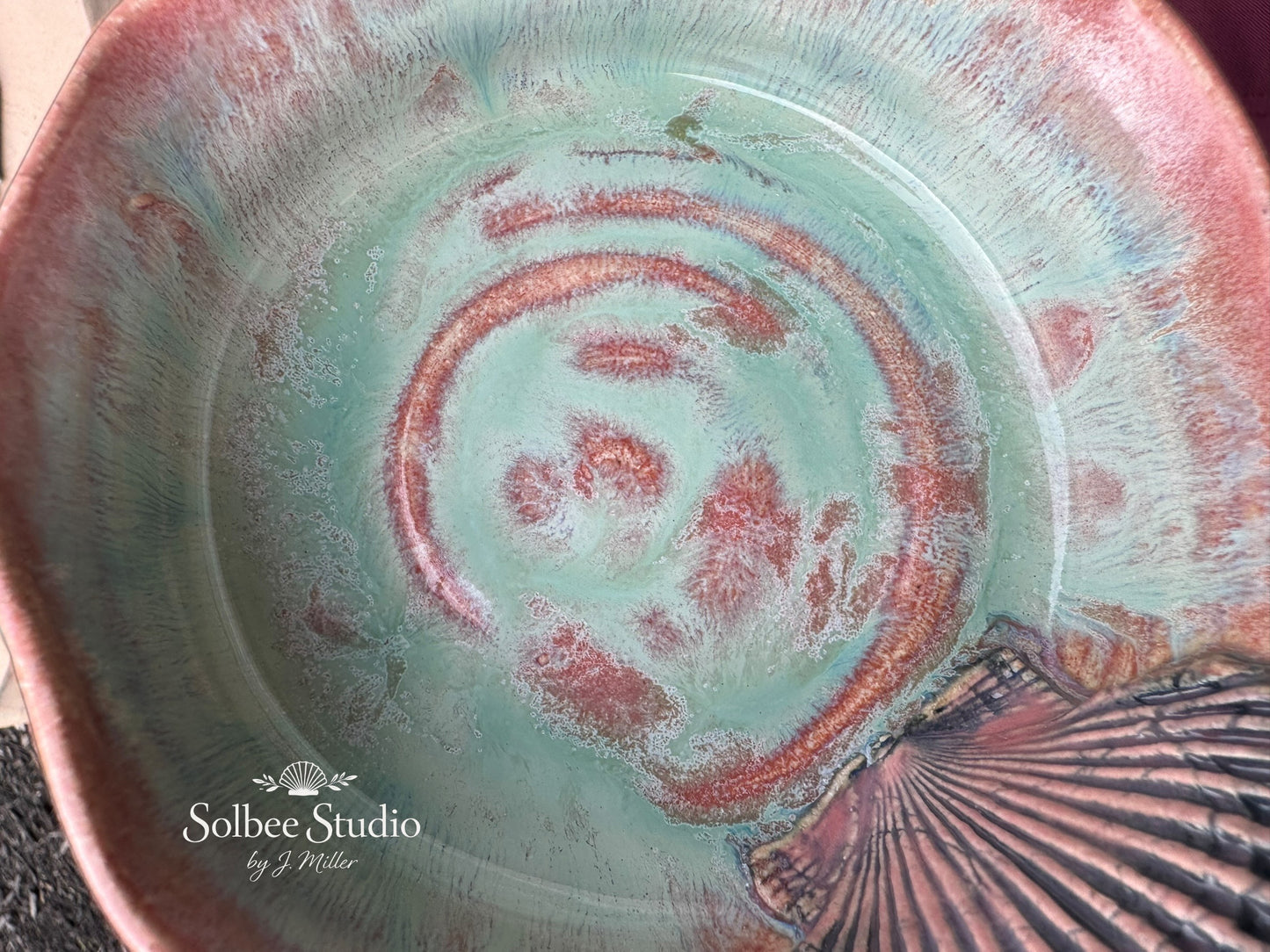 Handmade Ceramic Shell Trinket Dish – Rose Glaze Ring Holder, Rustic Boho Decor