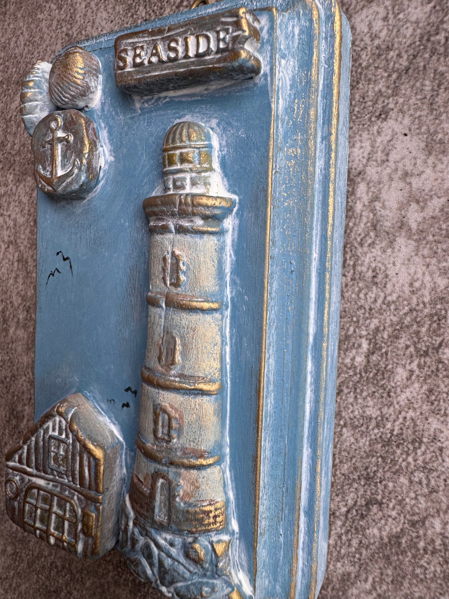 Lighthouse Mini Plaque, Collage Wall, Relief Plaque, Wall Decor, Handcrafted, Coastal