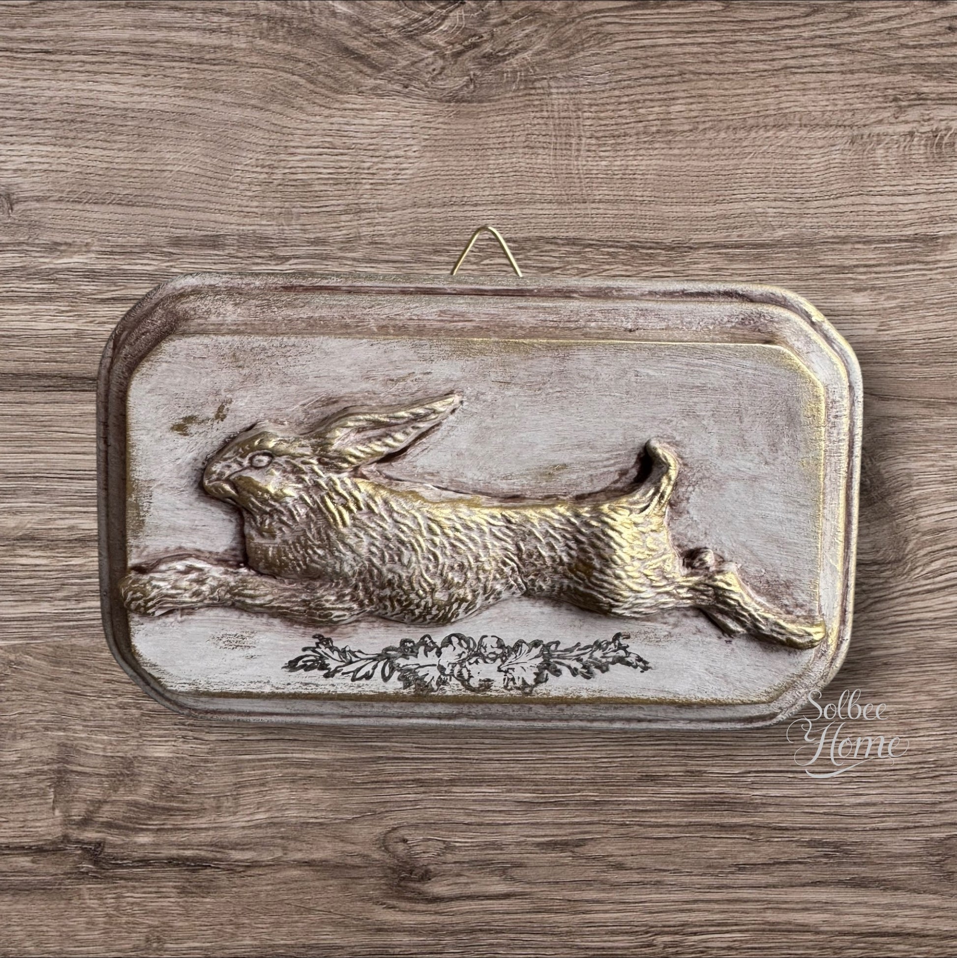 Vintage Style French Country Rabbit Plaque, Collage Wall, Relief Plaque, Wall Decor, Handcrafted, Aged, Bunny