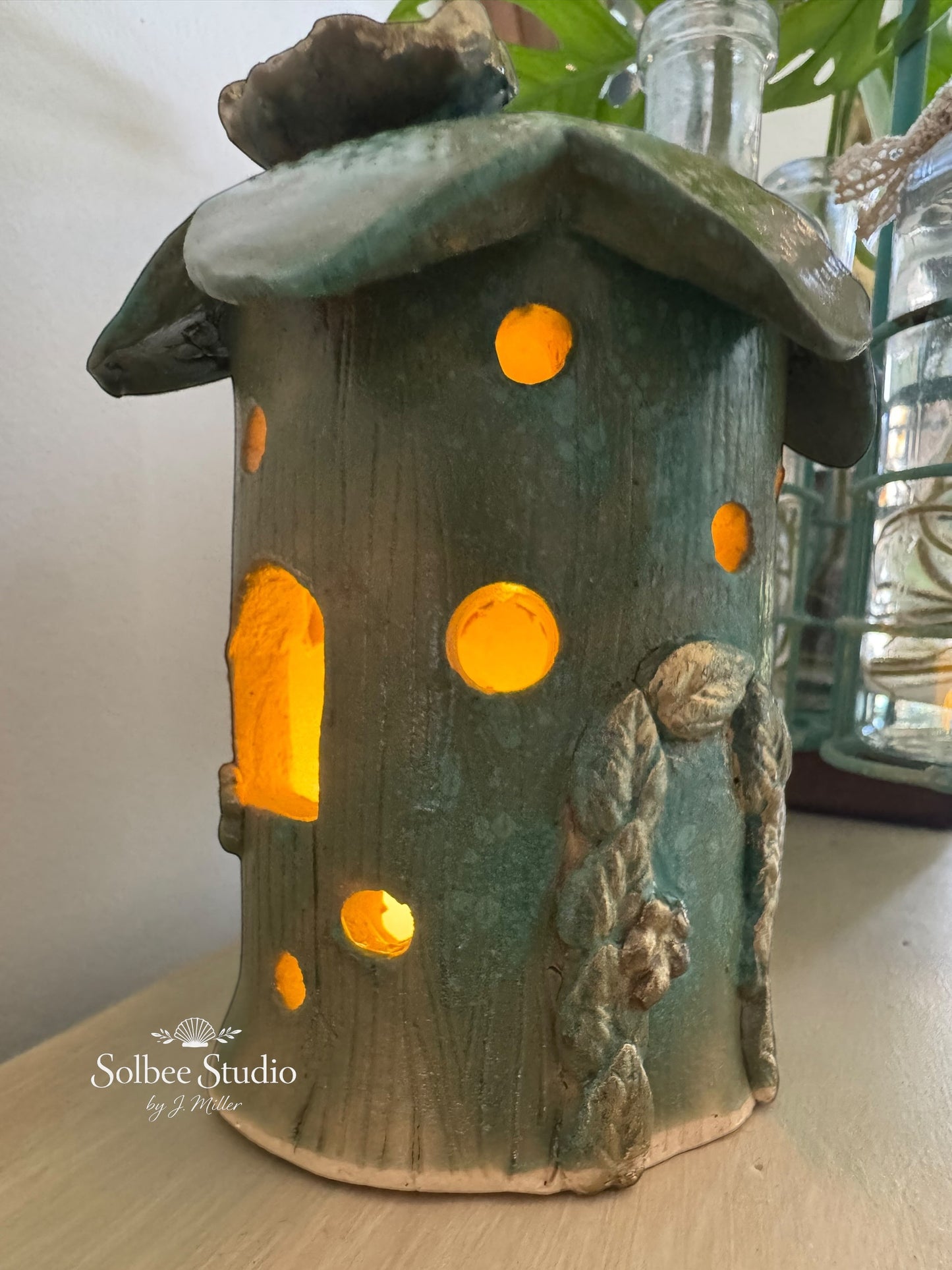 Enchanted Woodland Fairy House - Handbuilt Ceramic Luminary