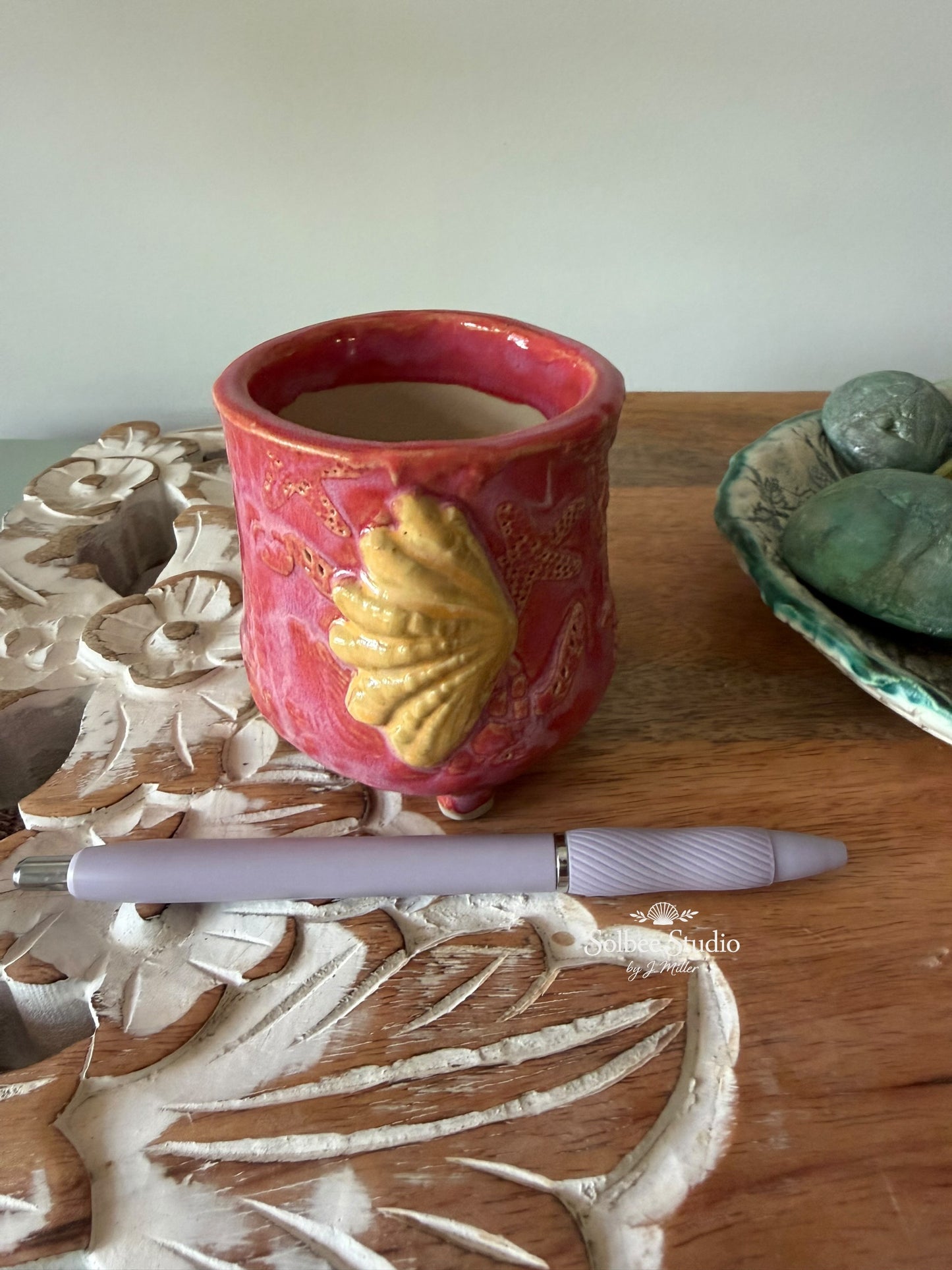 Handmade Coastal Succulent Pot | Planter - Ocean Inspired Ceramic Small Footed Pot