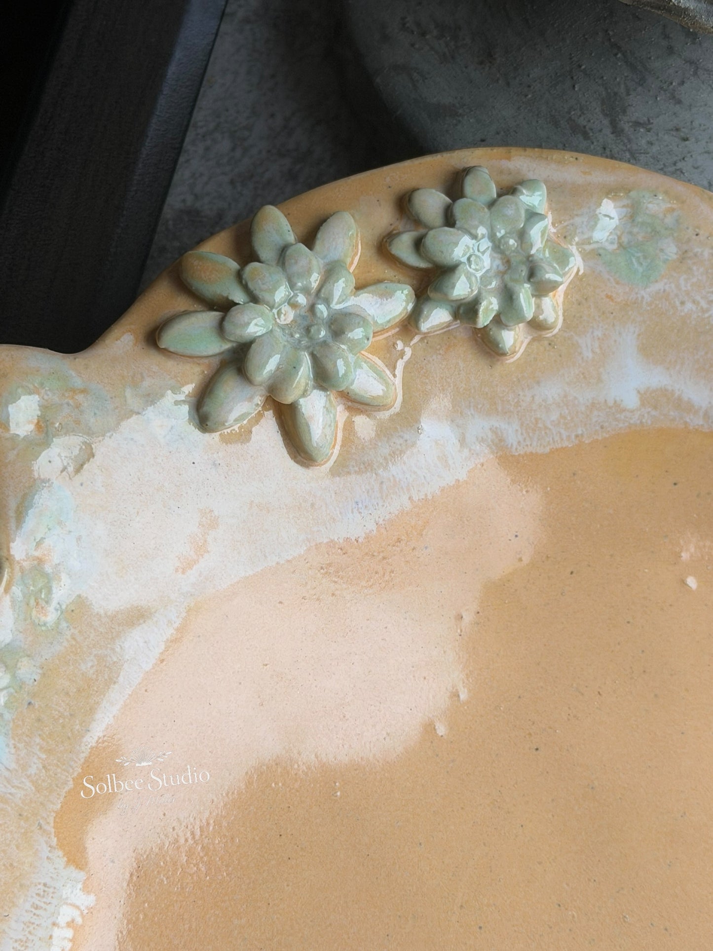 Golden Citrus Ceramic Serving Tray | Handmade Pottery Platter
