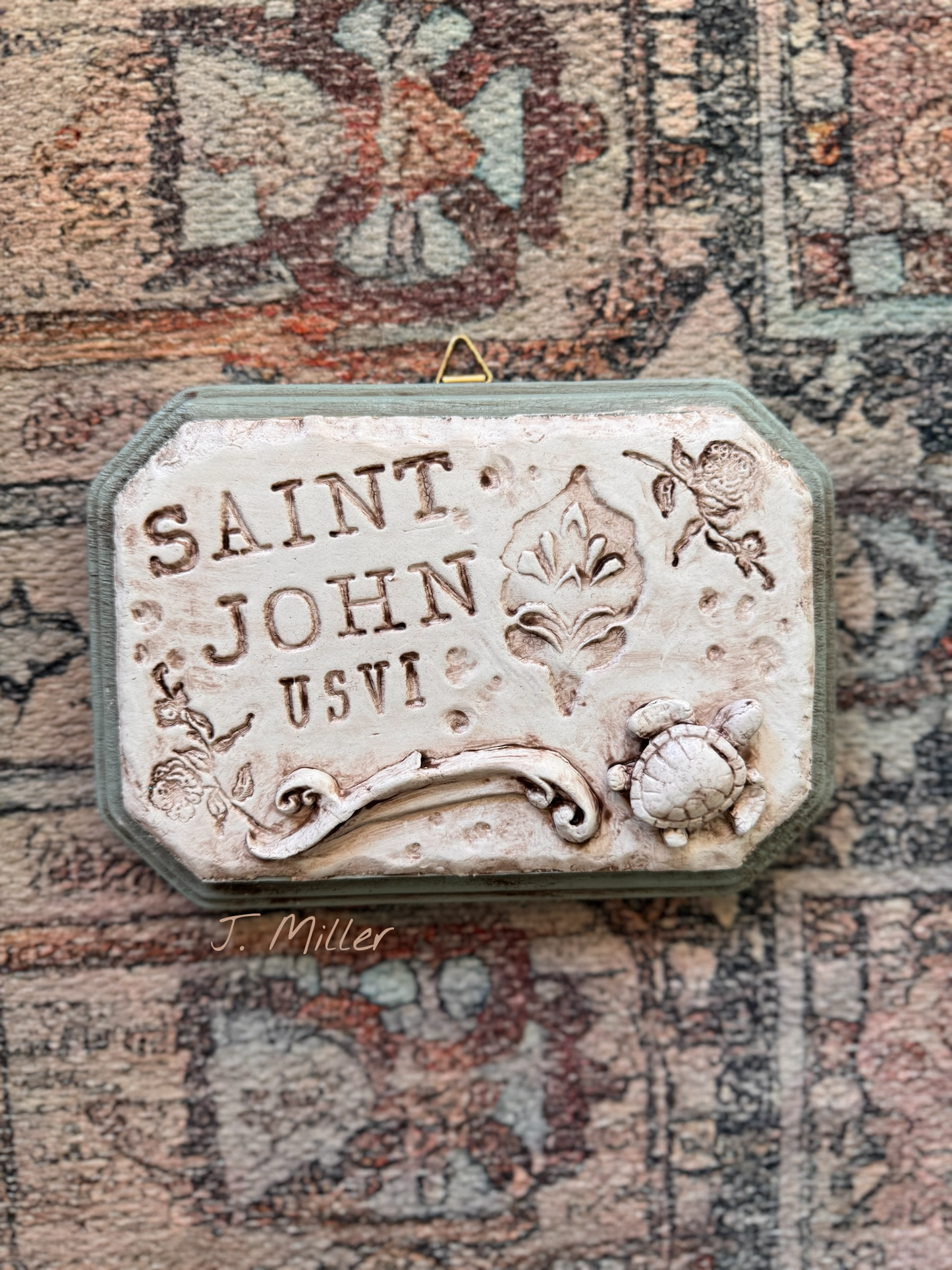 Saint John Wall Art, Coastal Abstract Mixed Media Relief Plaque