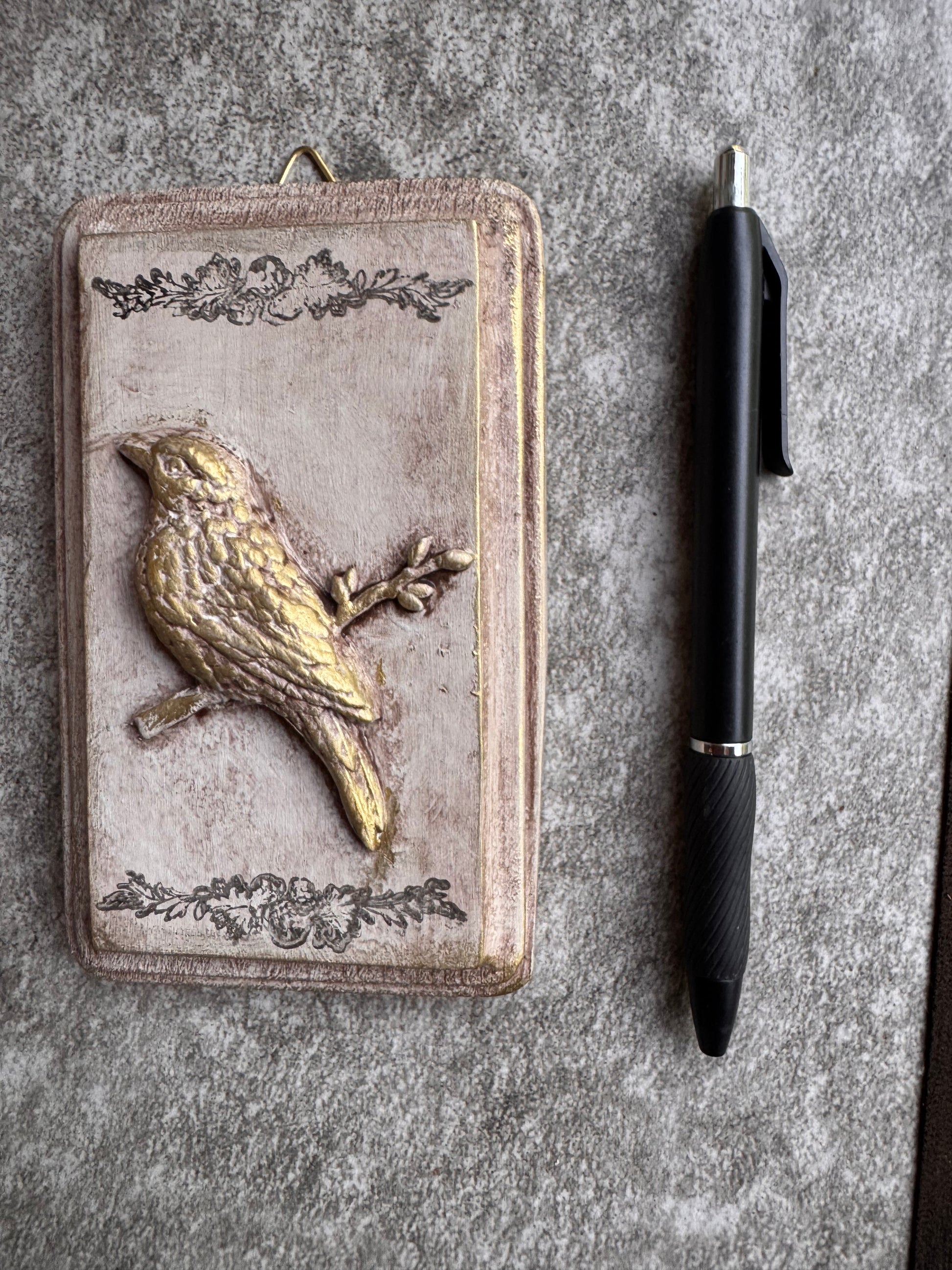 French Country Bird Mini Plaque, Collage Wall, Relief Plaque, Wall Decor, Handcrafted