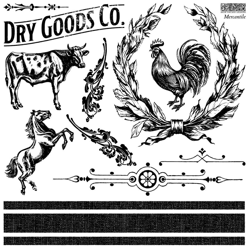 IOD Mercantile Stamps, Iron Orchid Designs, Stamp Set