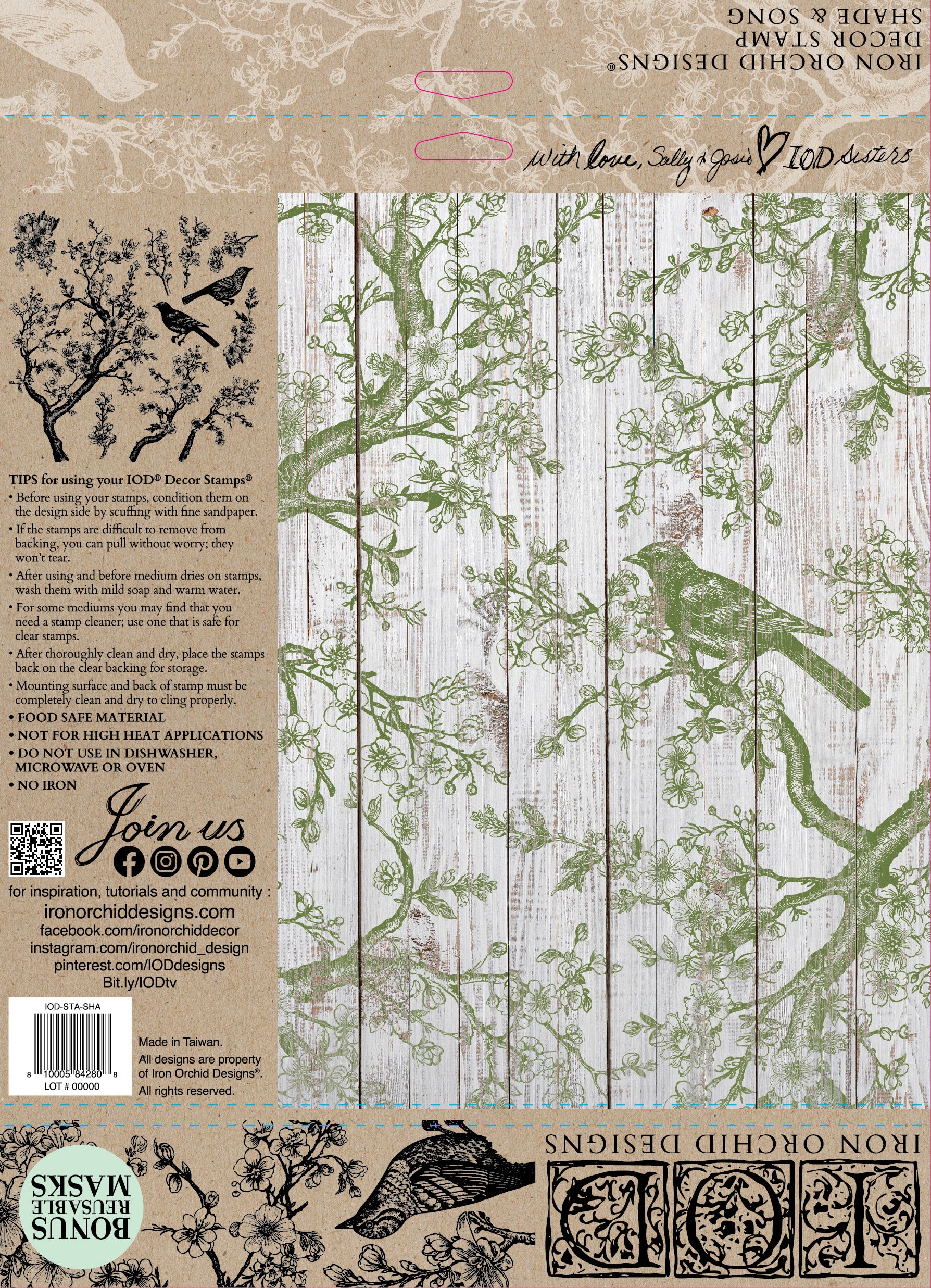 IOD Shade & Song Stamps, Iron Orchid Designs, Stamp Set Birds, Spring, Florals