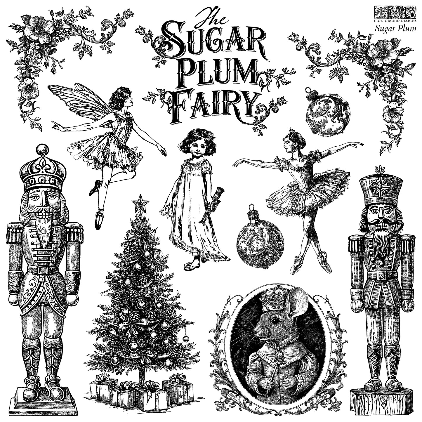 Sugar Plum Stamp Set, Iron Orchid Designs, Stamp Set NEW Christmas IOD Nutcracker