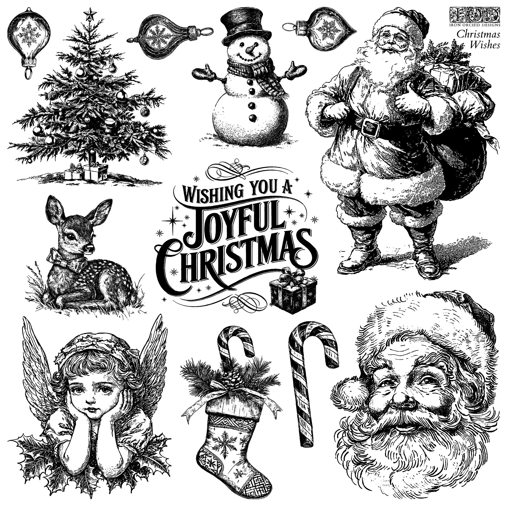 Christmas Wishes Stamp Set, Iron Orchid Designs, Stamp Set NEW Christmas IOD