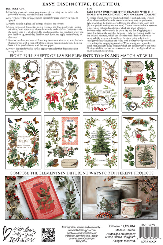 IOD Winter Botanist Transfer Pack Iron Orchid Designs NEW Christmas 8x12 Pad
