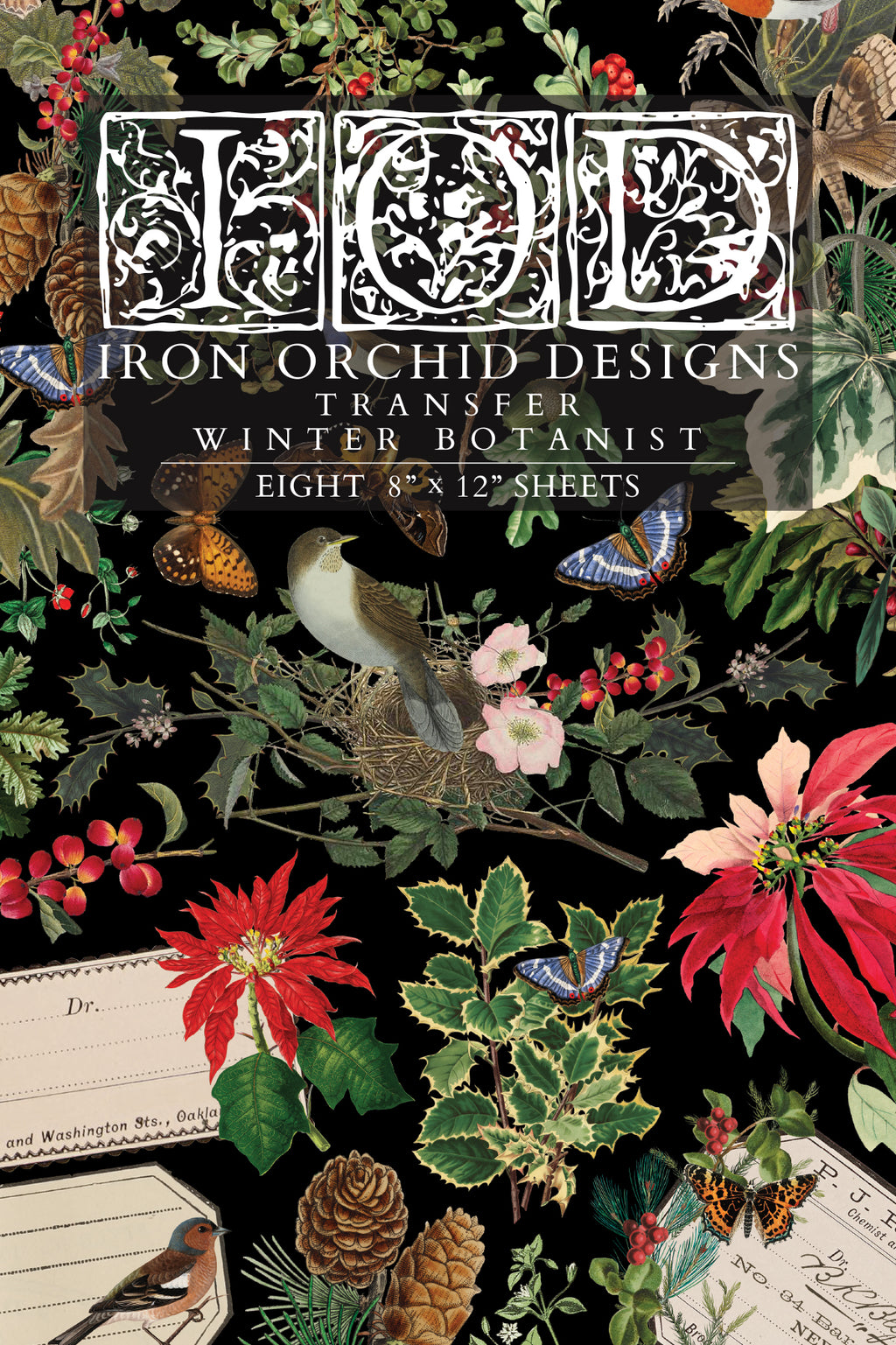 IOD Winter Botanist Transfer Pack Iron Orchid Designs NEW Christmas 8x12 Pad
