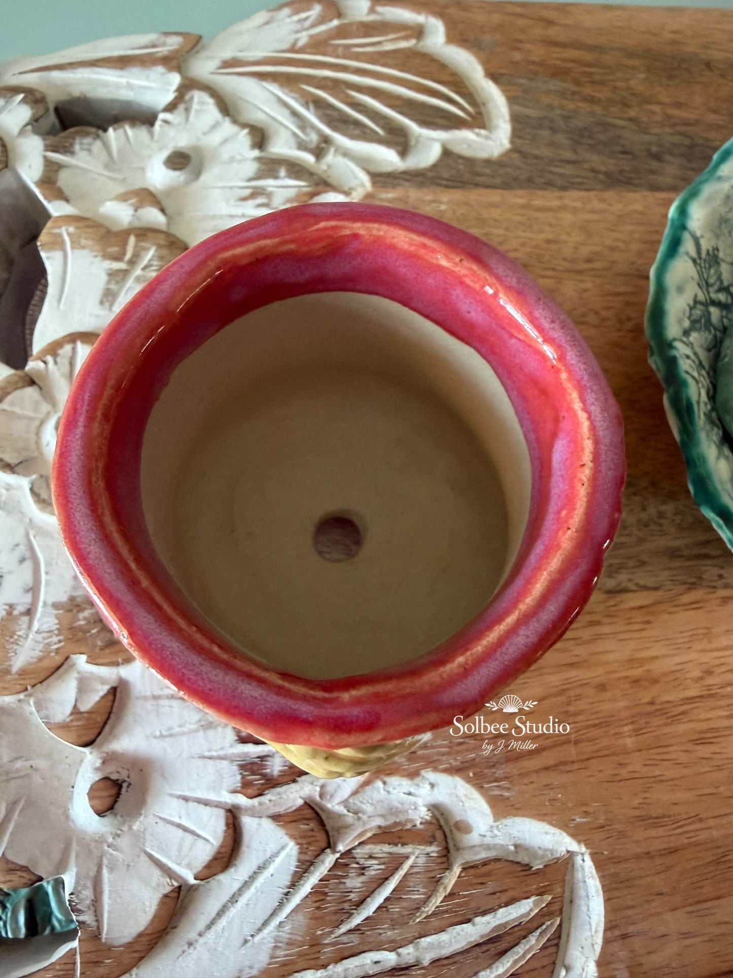 Handmade Coastal Succulent Pot | Planter - Ocean Inspired Ceramic Small Footed Pot