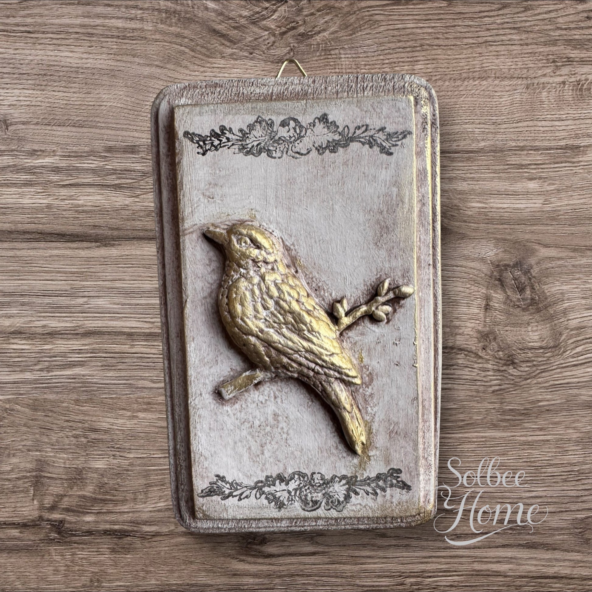 French Country Bird Mini Plaque, Collage Wall, Relief Plaque, Wall Decor, Handcrafted