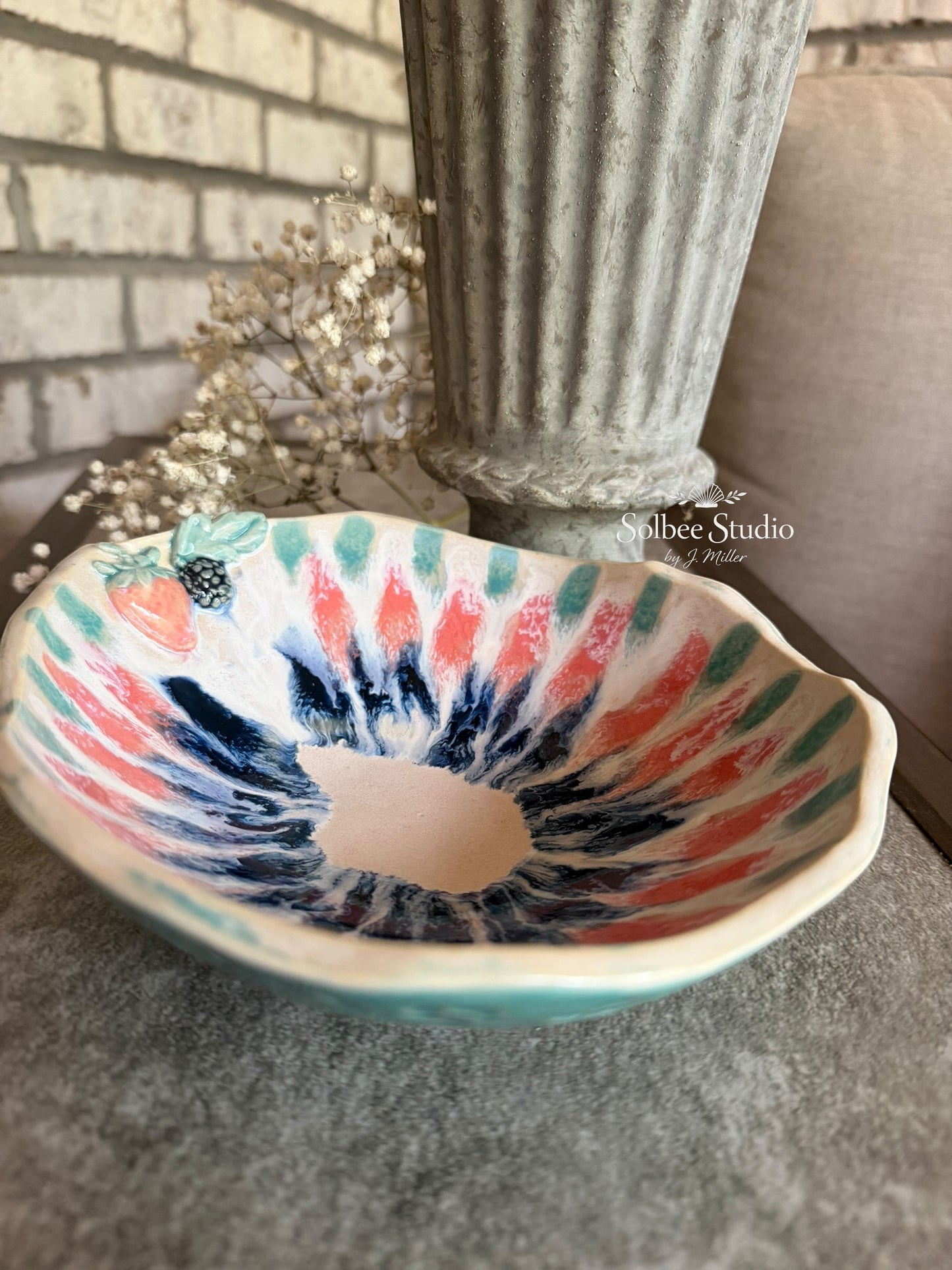 Handmade Ceramic Berry Bowl | Whimsical Fruit Bowl | Artisan Ceramic Catchall Bowl | Pottery