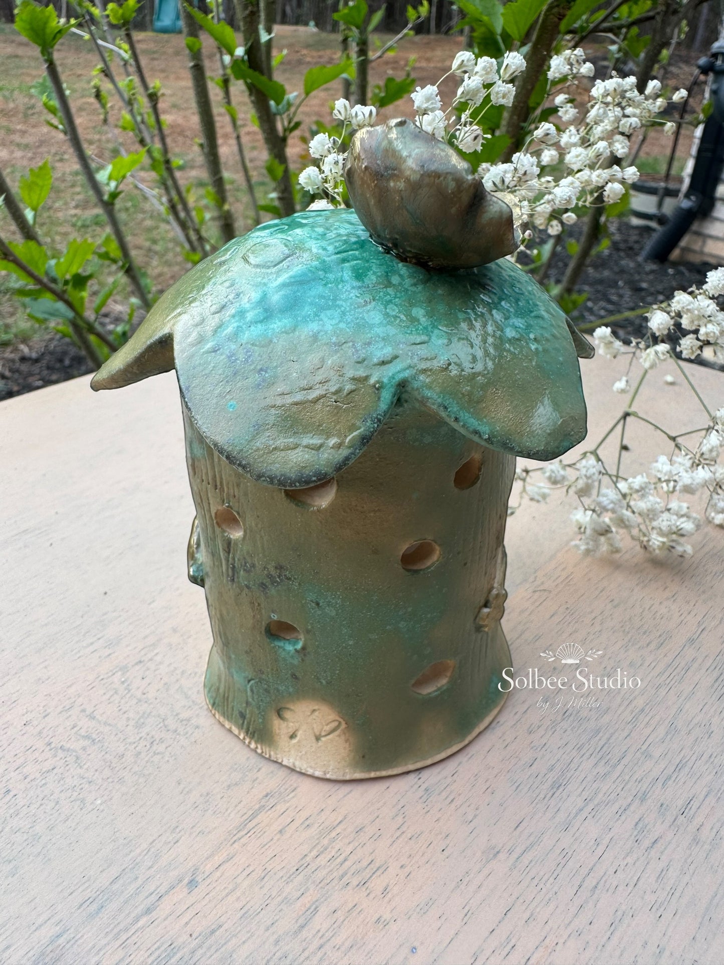 Enchanted Woodland Fairy House - Handbuilt Ceramic Luminary
