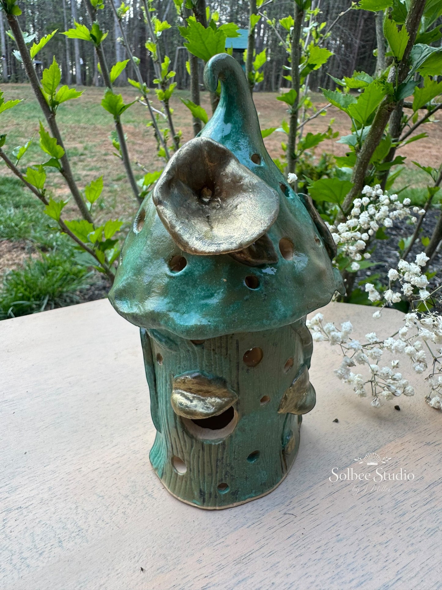 Enchanted Woodland Fairy House - Handbuilt Ceramic Luminary