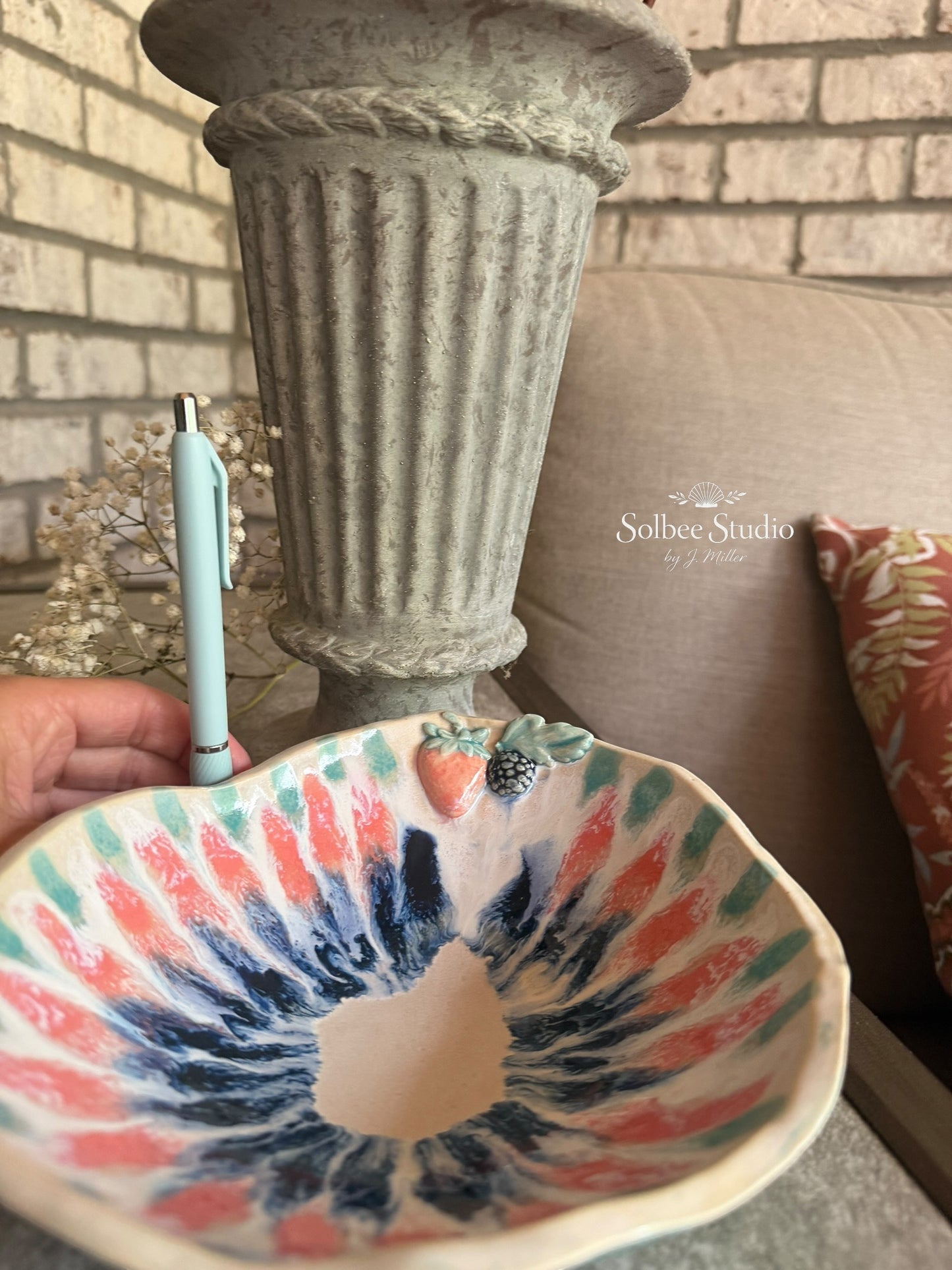 Handmade Ceramic Berry Bowl | Whimsical Fruit Bowl | Artisan Ceramic Catchall Bowl | Pottery