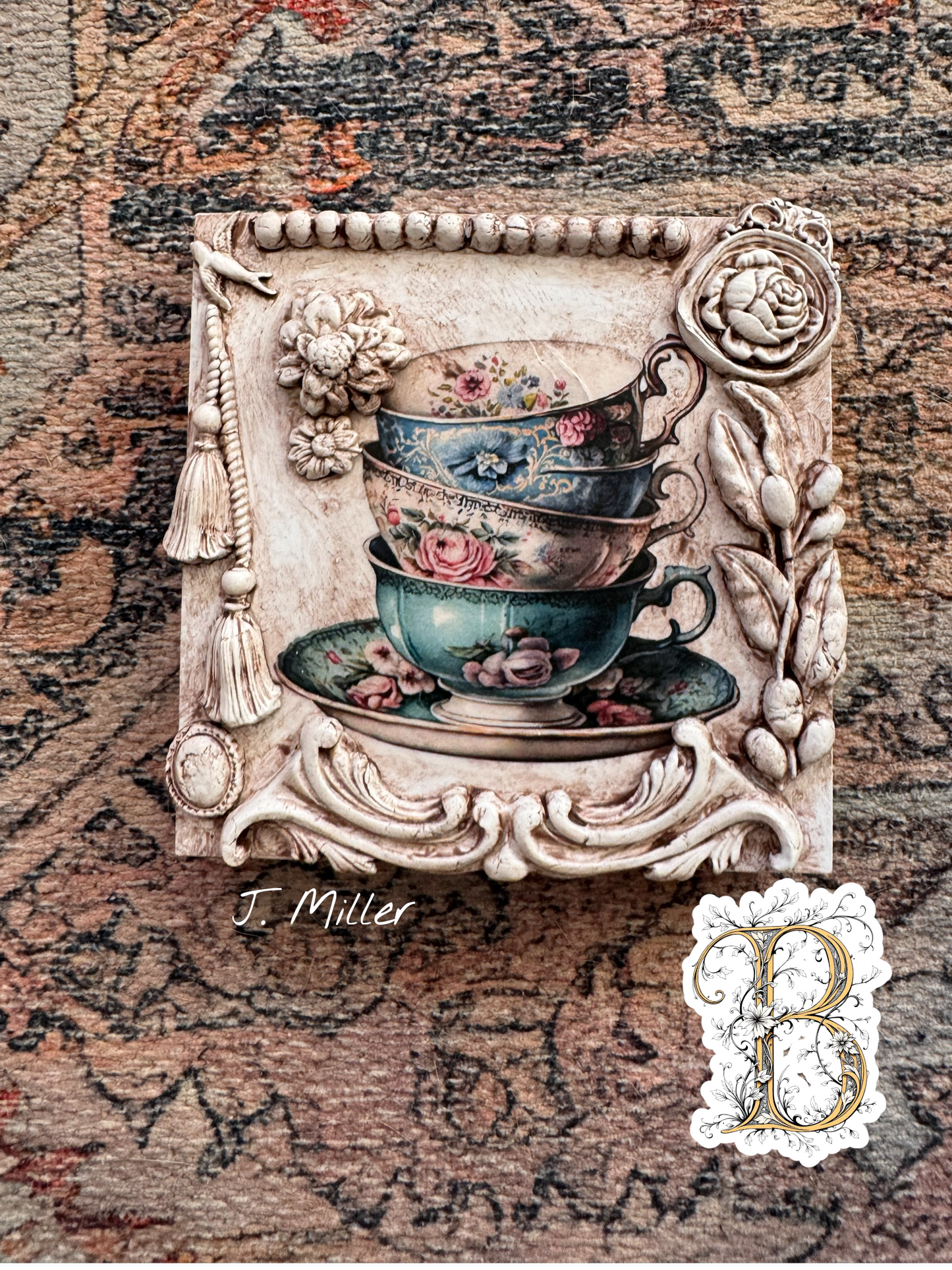 French Country Tea Art, Mixed Media Panel