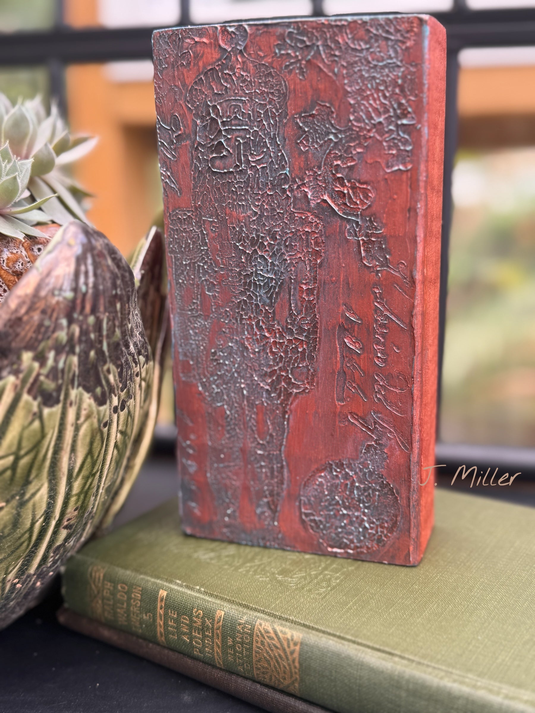 Handmade Textured Relief Art | Rustic Copper Patina | Mixed Media Boho Decor, Christmas, Holidays, Nutcracker
