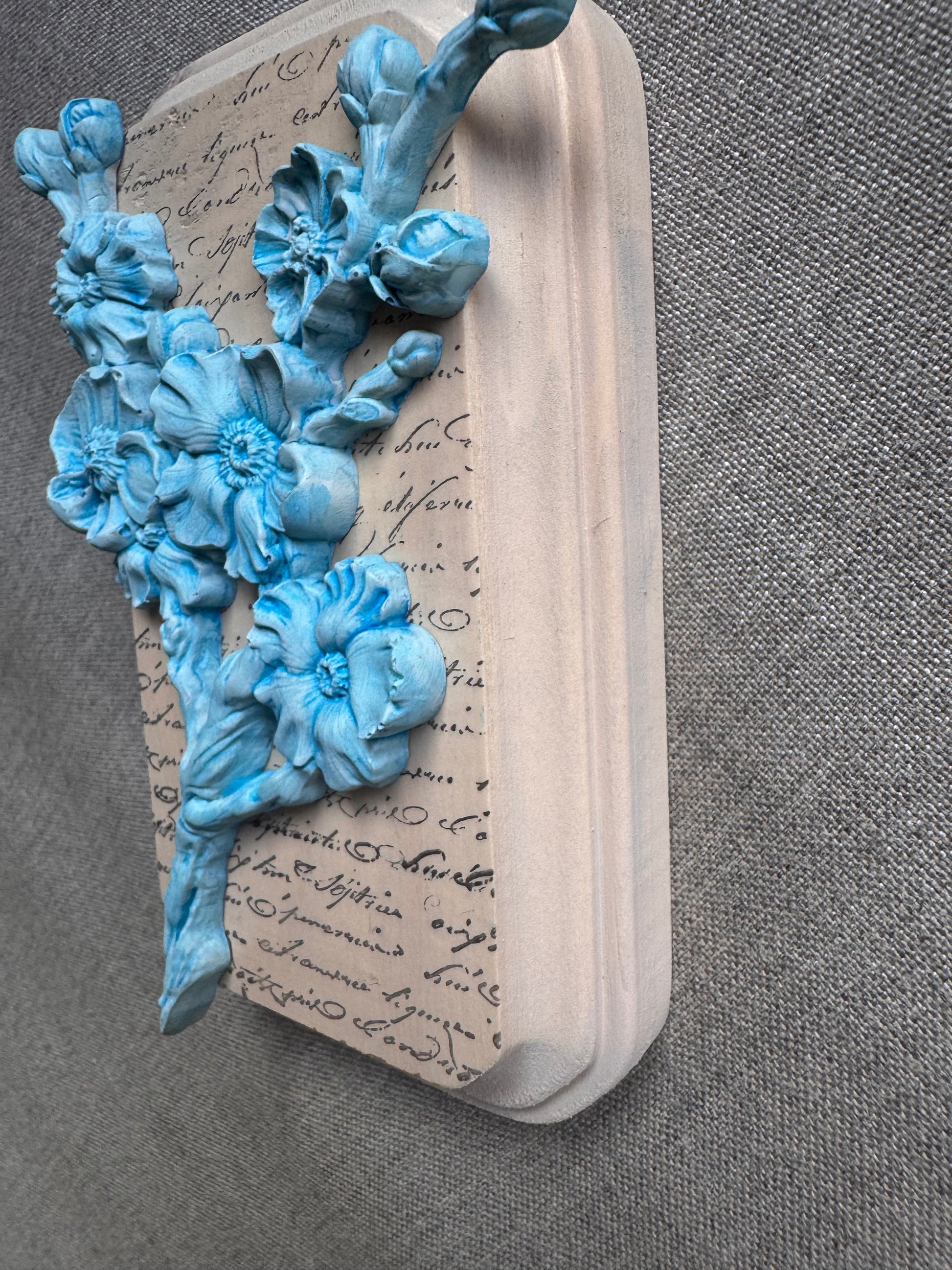 French Country Floral Stem Mini Plaque, Collage Wall, Relief Plaque, Wall Decor, Handcrafted, Boho