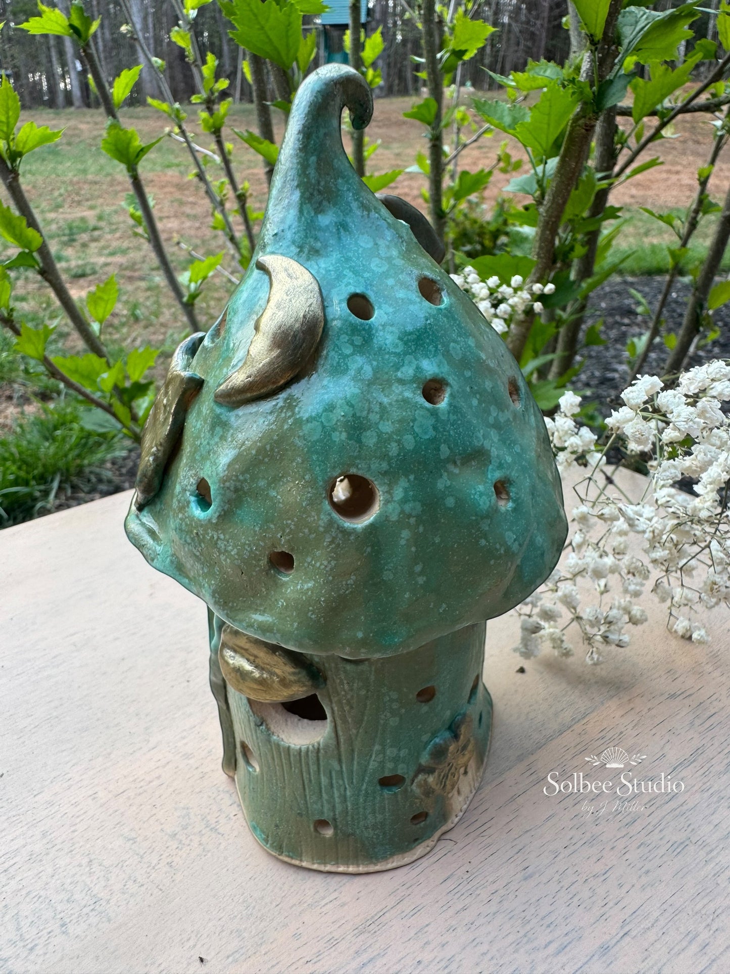 Enchanted Woodland Fairy House - Handbuilt Ceramic Luminary