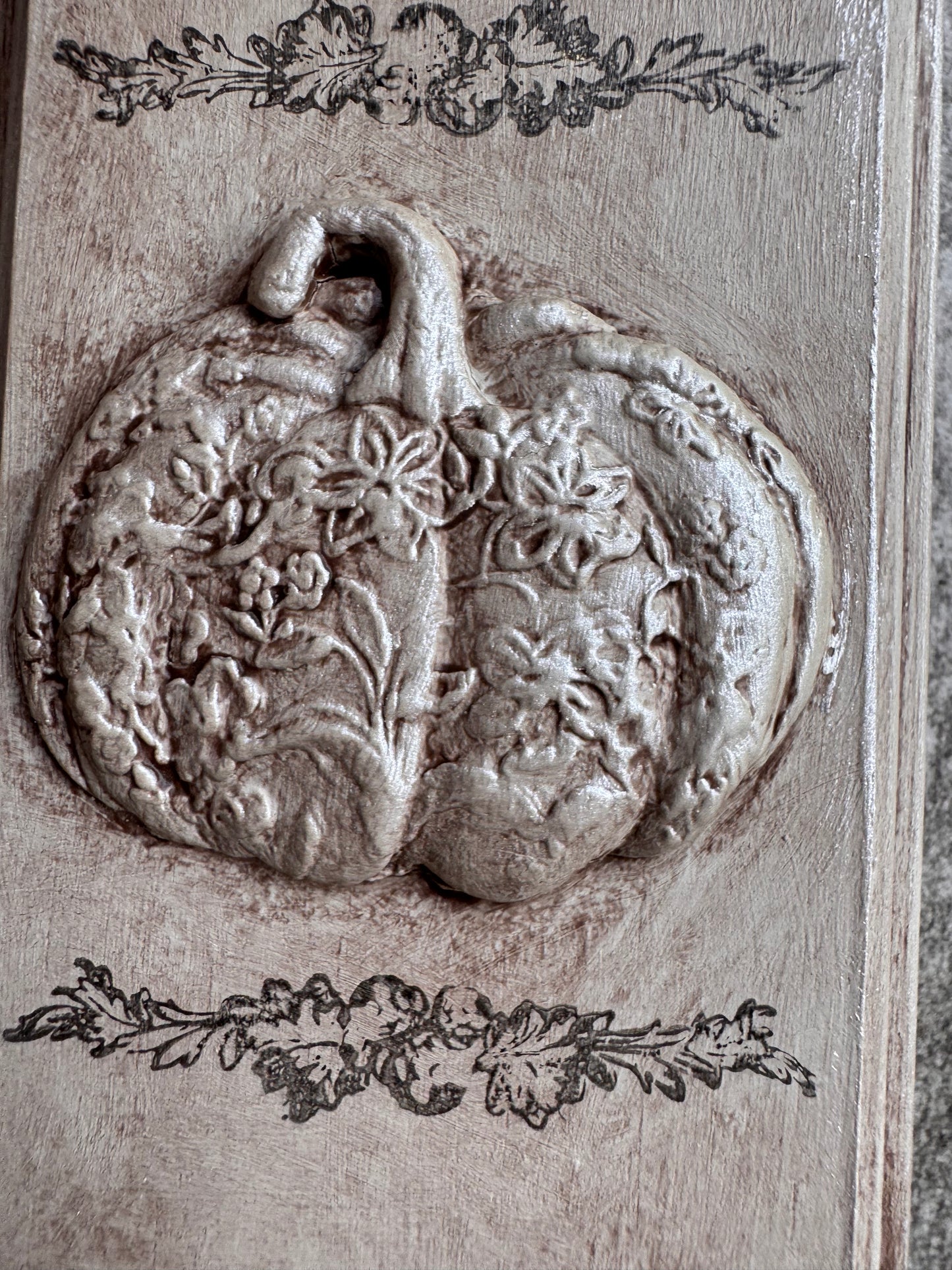 Fall Pumpkin Mini Plaque, Collage Wall, Relief Plaque, Wall Decor, Handcrafted