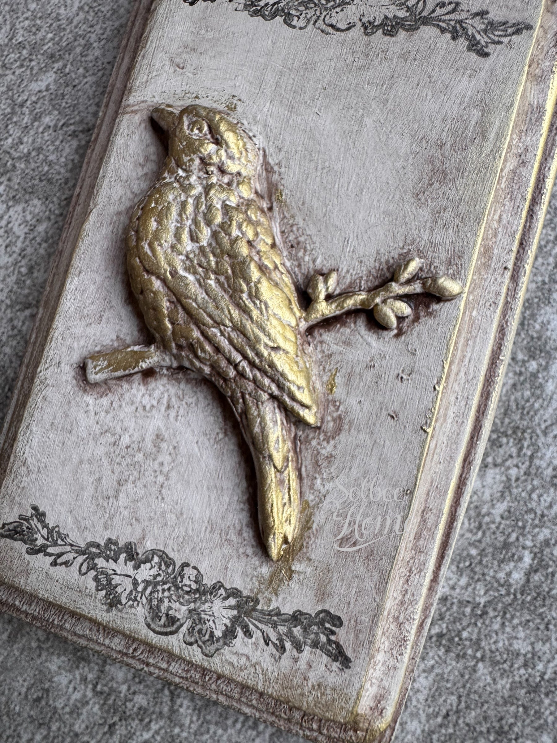 French Country Bird Mini Plaque, Collage Wall, Relief Plaque, Wall Decor, Handcrafted