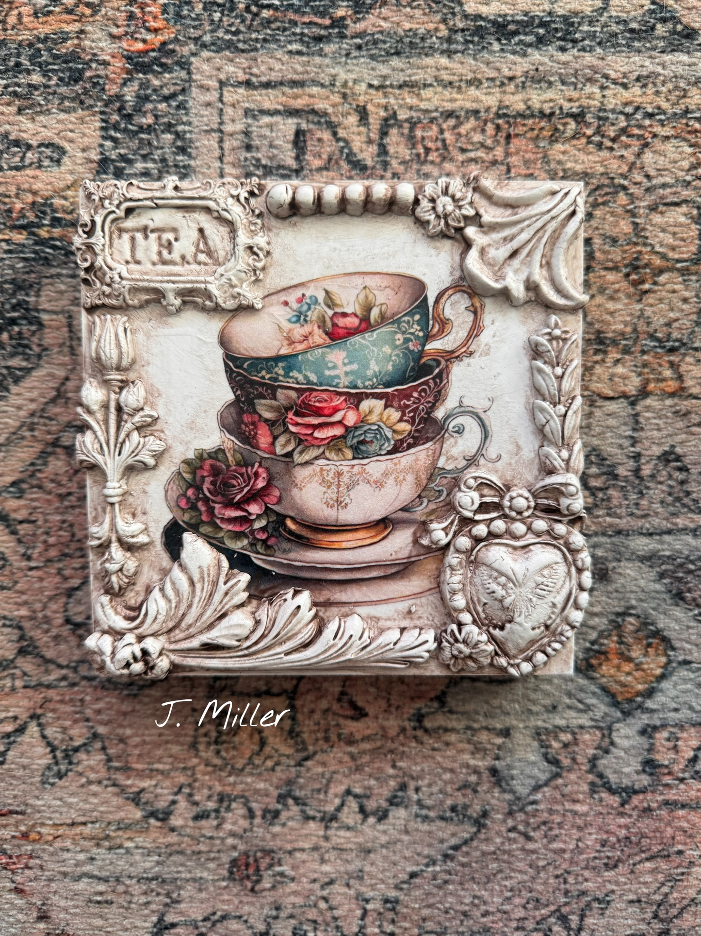 French Country Tea Art, Mixed Media Panel