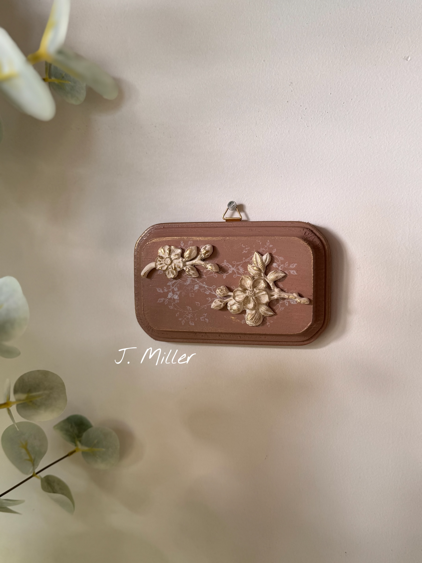 French Country Floral Relief Plaque: Handcrafted Collage Wall Decor