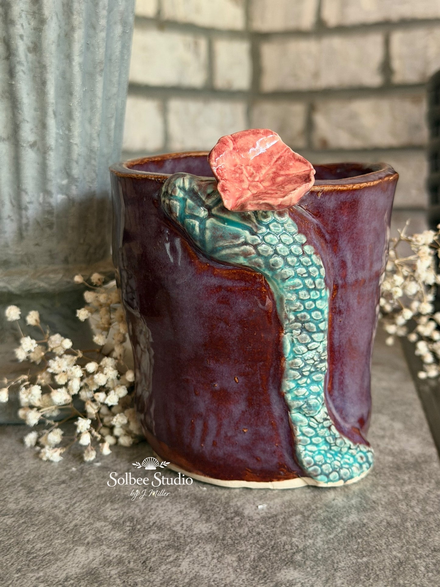 Handmade Snake Planter Pot, Pottery