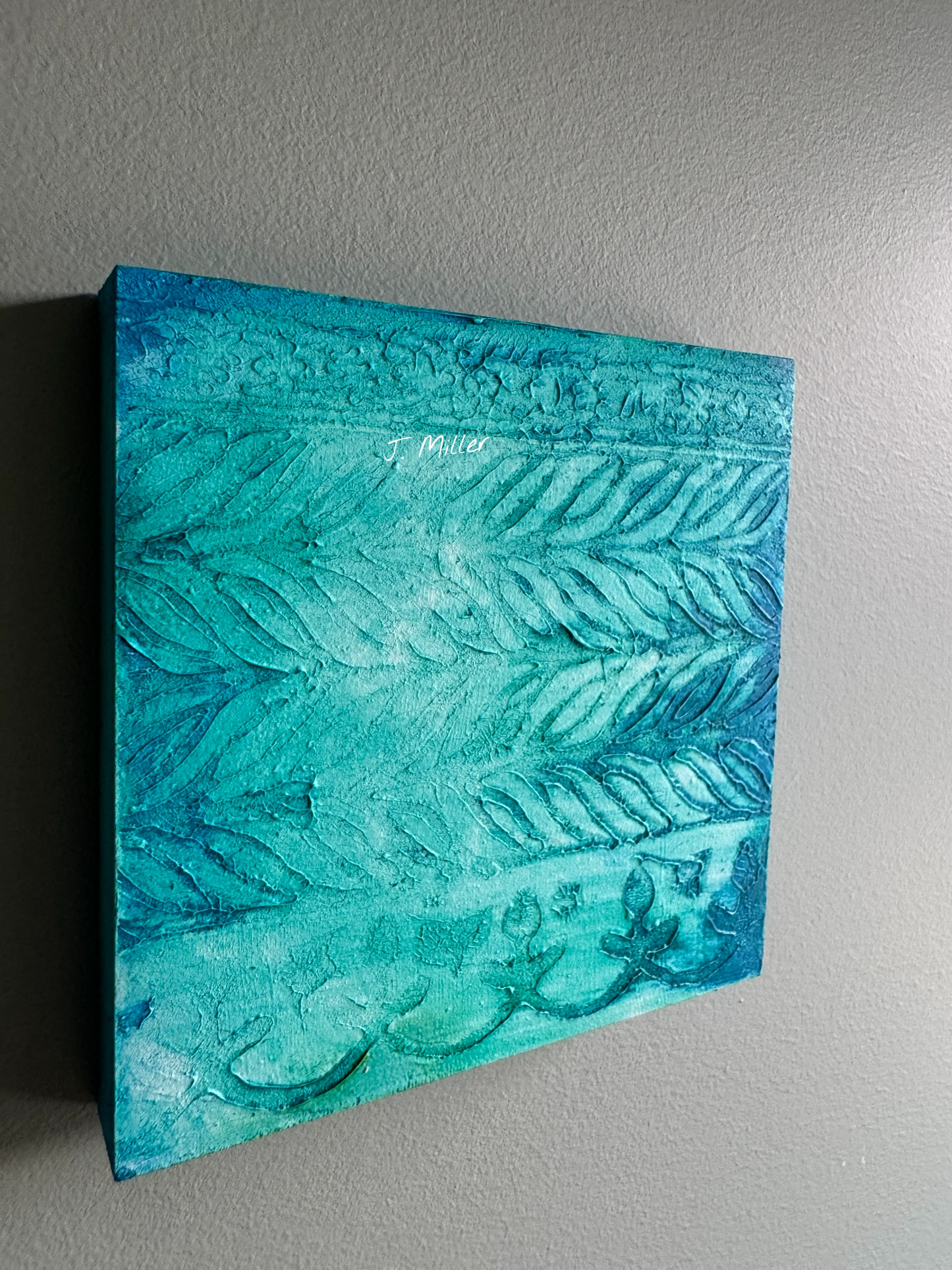 Bohemian Texture Art, Original 5x5 Art Panel "Aqua"