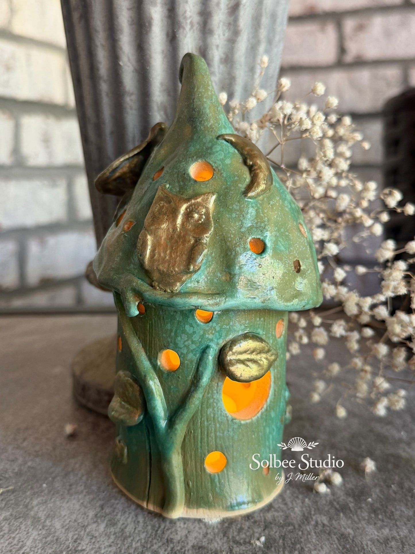 Enchanted Woodland Fairy House - Handbuilt Ceramic Luminary