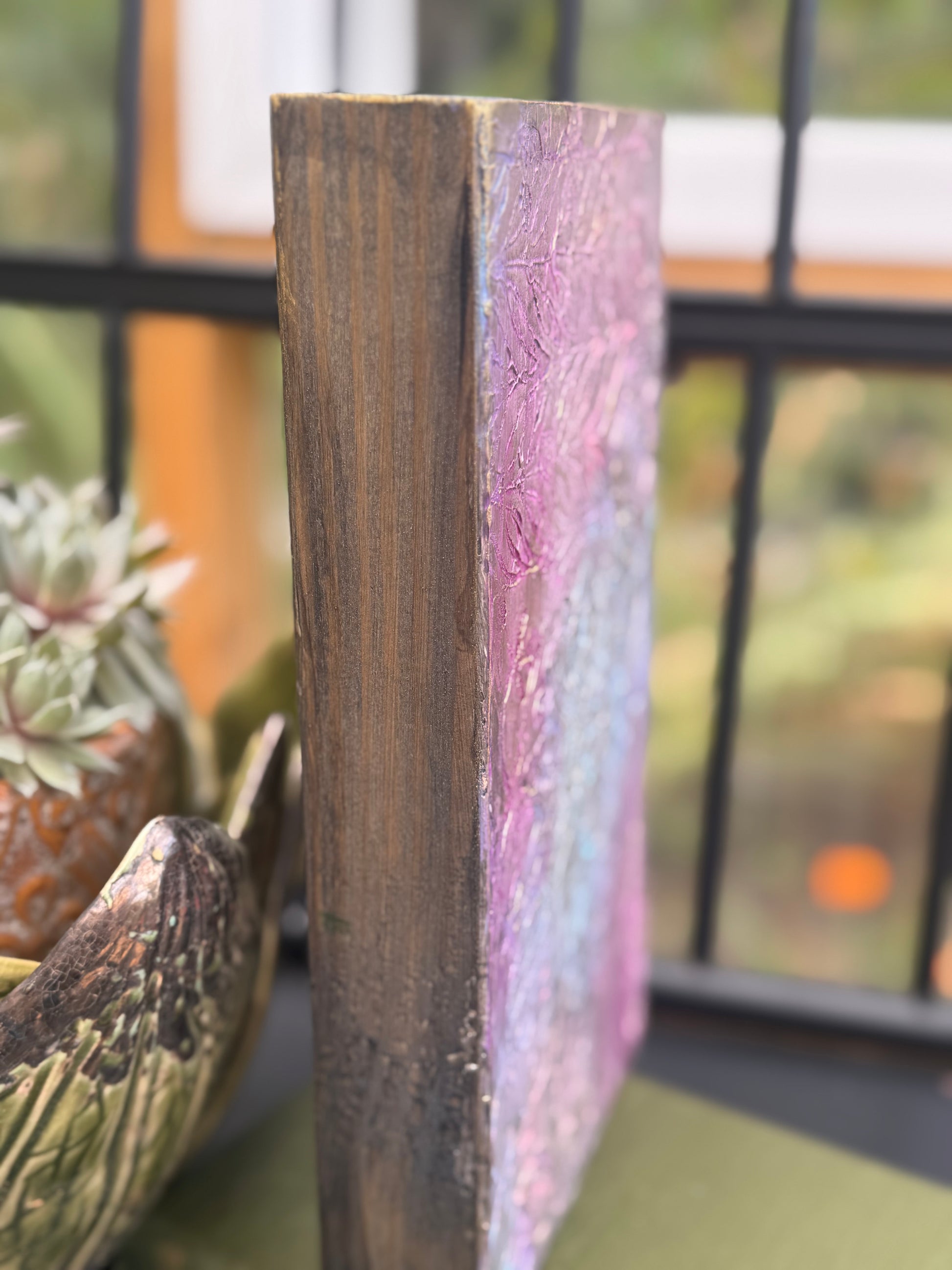 Handmade Textured Relief Art | Shimmery Botanical Boho Relief | Mixed Media Boho Decor