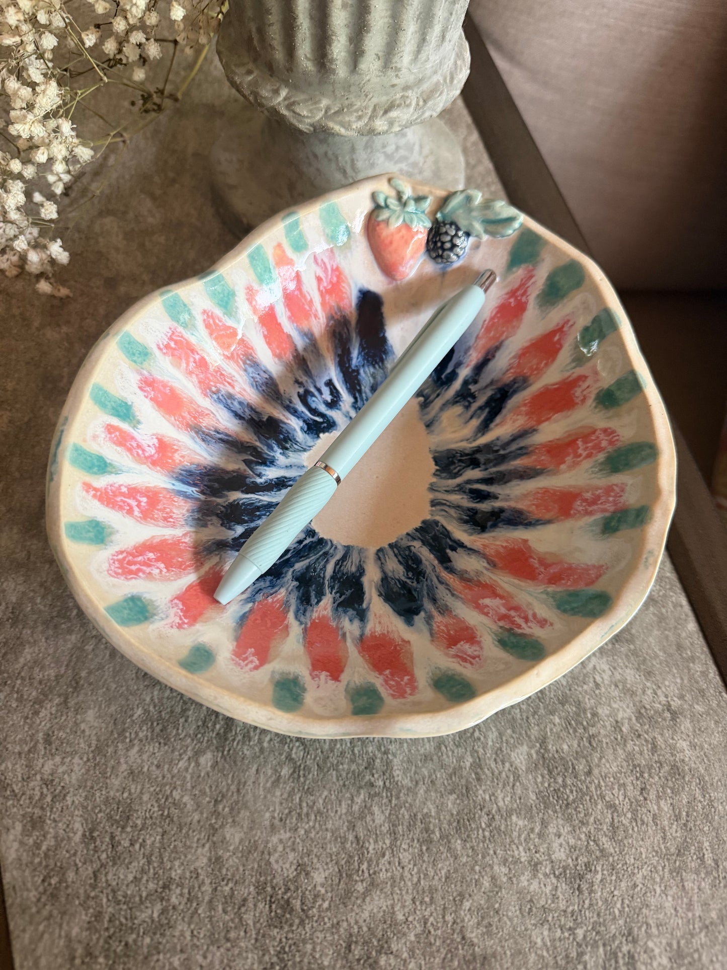 Handmade Ceramic Berry Bowl | Whimsical Fruit Bowl | Artisan Ceramic Catchall Bowl | Pottery
