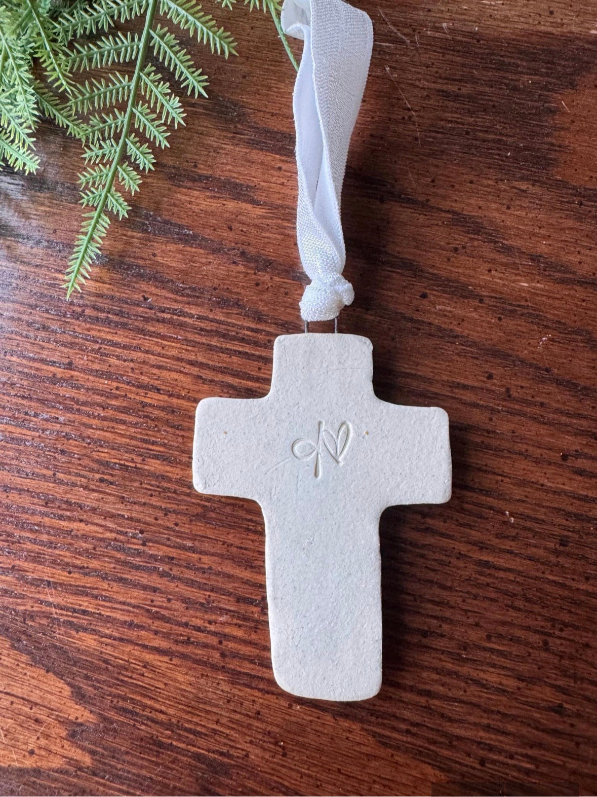 Easter Ornament, Pottery, Handmade, Cross, Faith