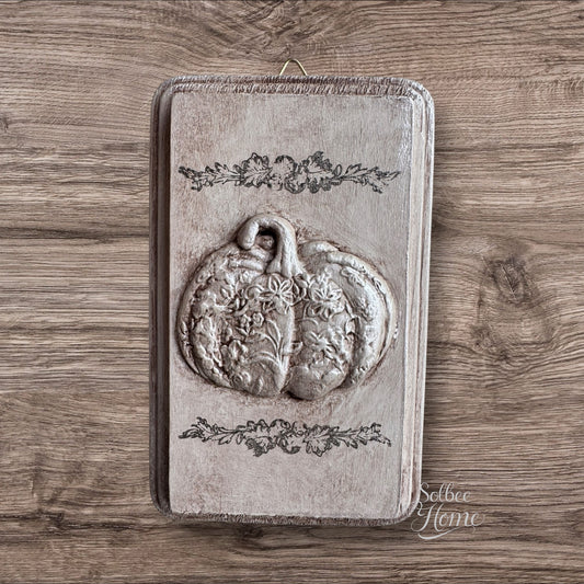 Fall Pumpkin Mini Plaque, Collage Wall, Relief Plaque, Wall Decor, Handcrafted