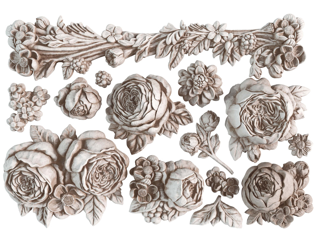 Felicite Floral Mould IOD, Iron Orchid Designs Mold, 5" x 7"
