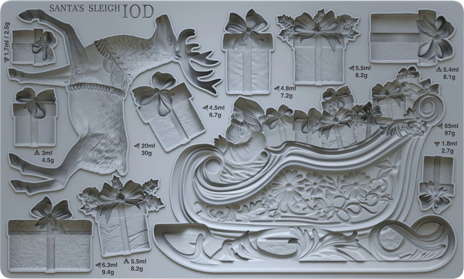 Santa's Sleigh Mould IOD, Iron Orchid Designs Mold Christmas