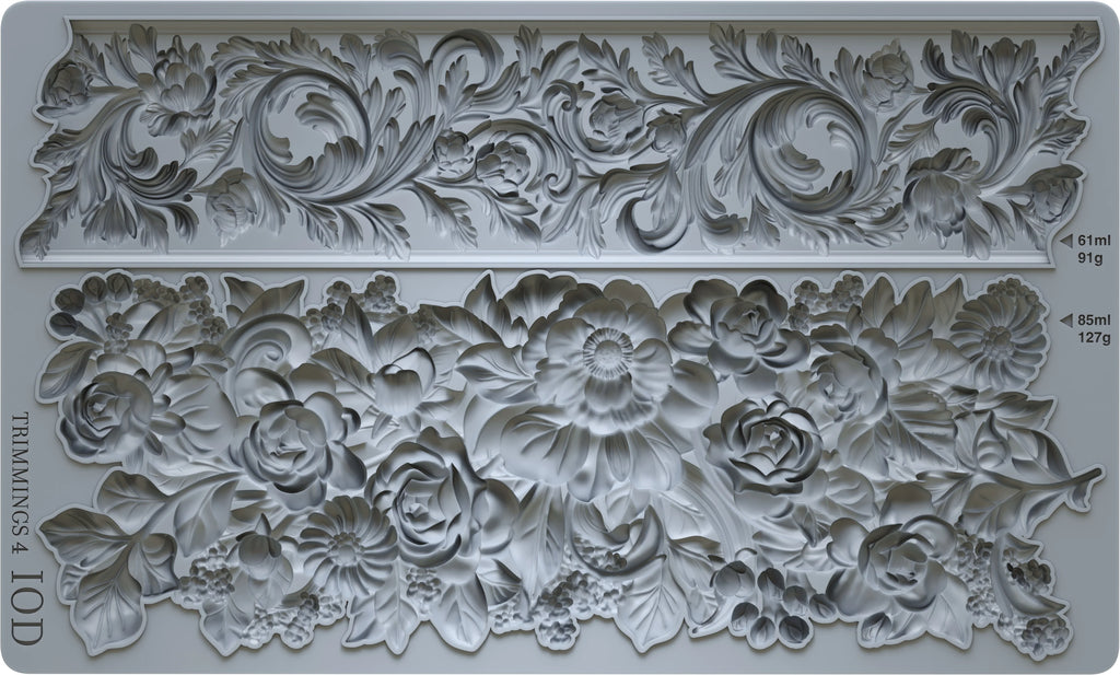 Trimmings 4 Mould IOD, Iron Orchid Designs Mold Floral