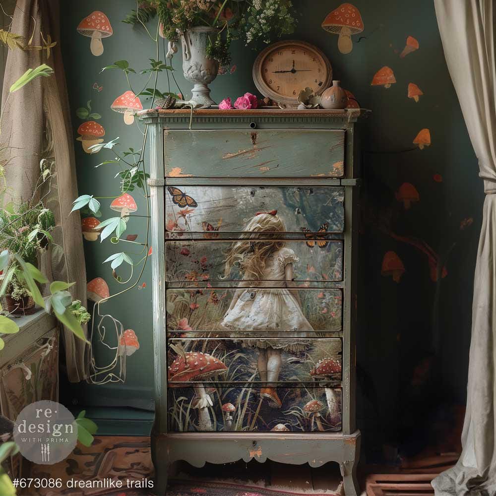 Dreamlike Trails, A1 Decoupage Fiber, 1 sheet, 23.4″x33.1″ ReDesign With Prima, Furniture Upcycling DIY Decor Decoupage Craft Wonderland