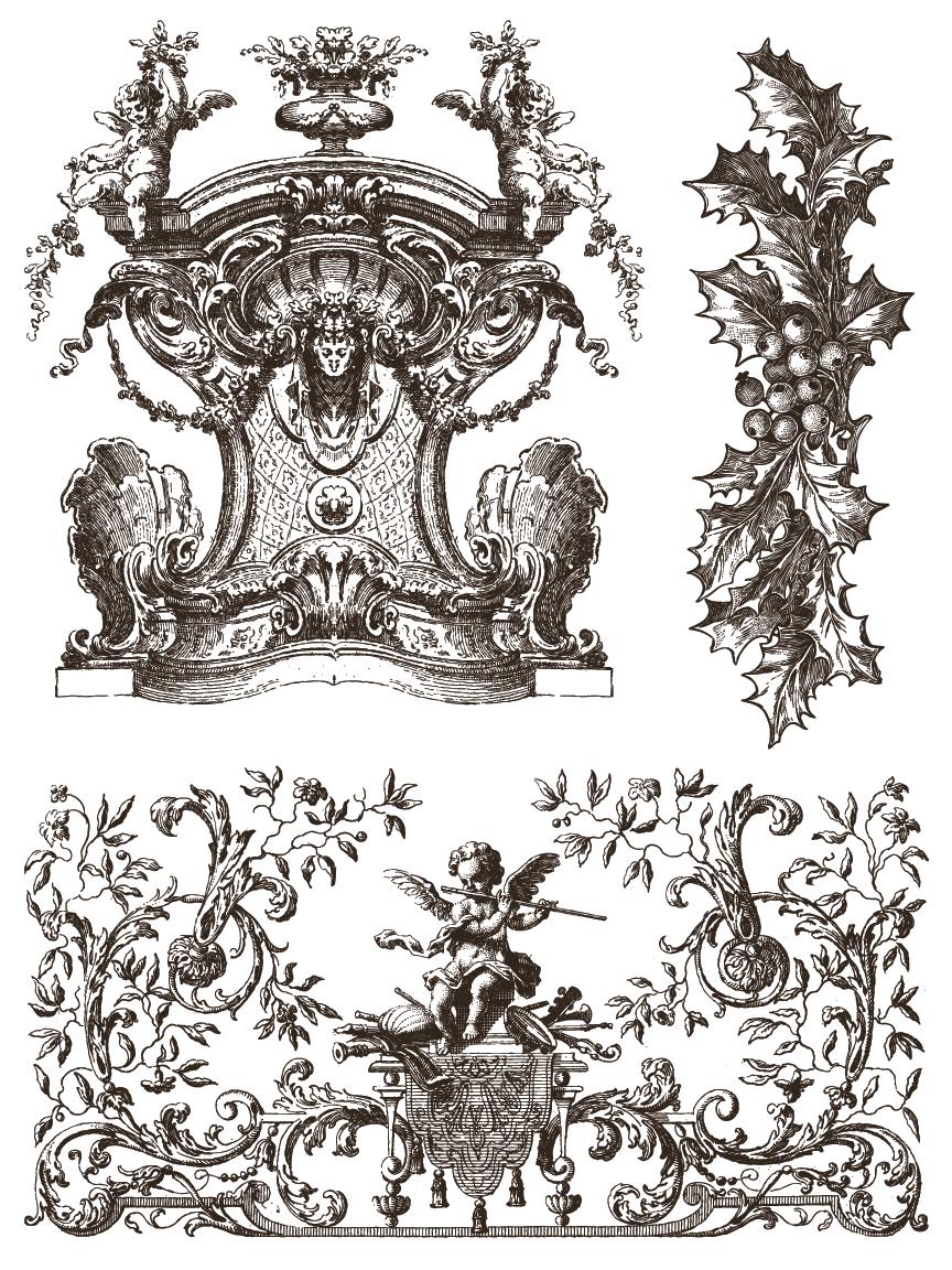 Gloria Paint Inlay IOD, Iron Orchid Designs, Vintage style Christmas & Fall