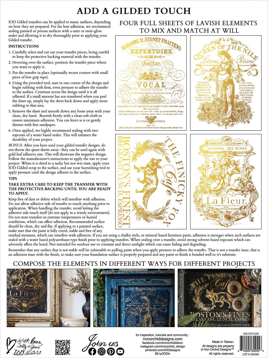 IOD Gilded Curated Signage Gold Foil Transfer pack Iron Orchid Designs