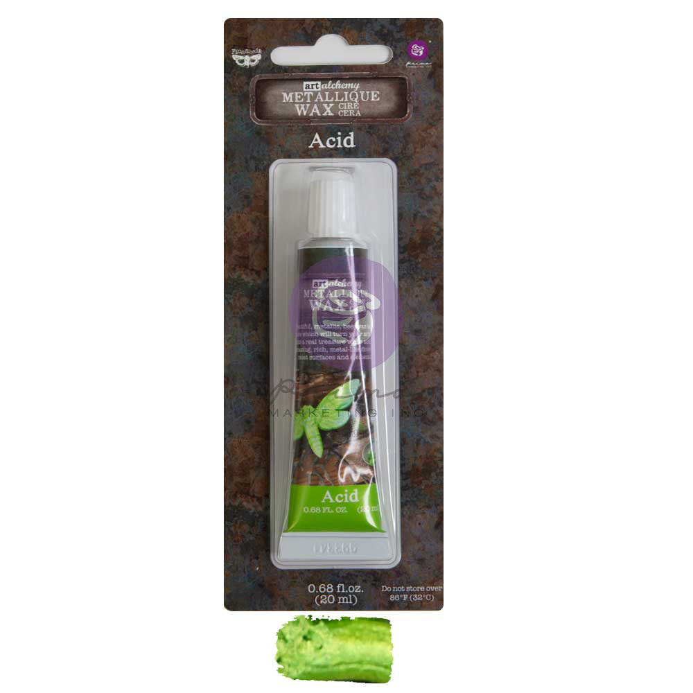 Acid Metallic Wax Art Alchemy, Finnabair, Redesign with Prima, Mixed Media Art Green