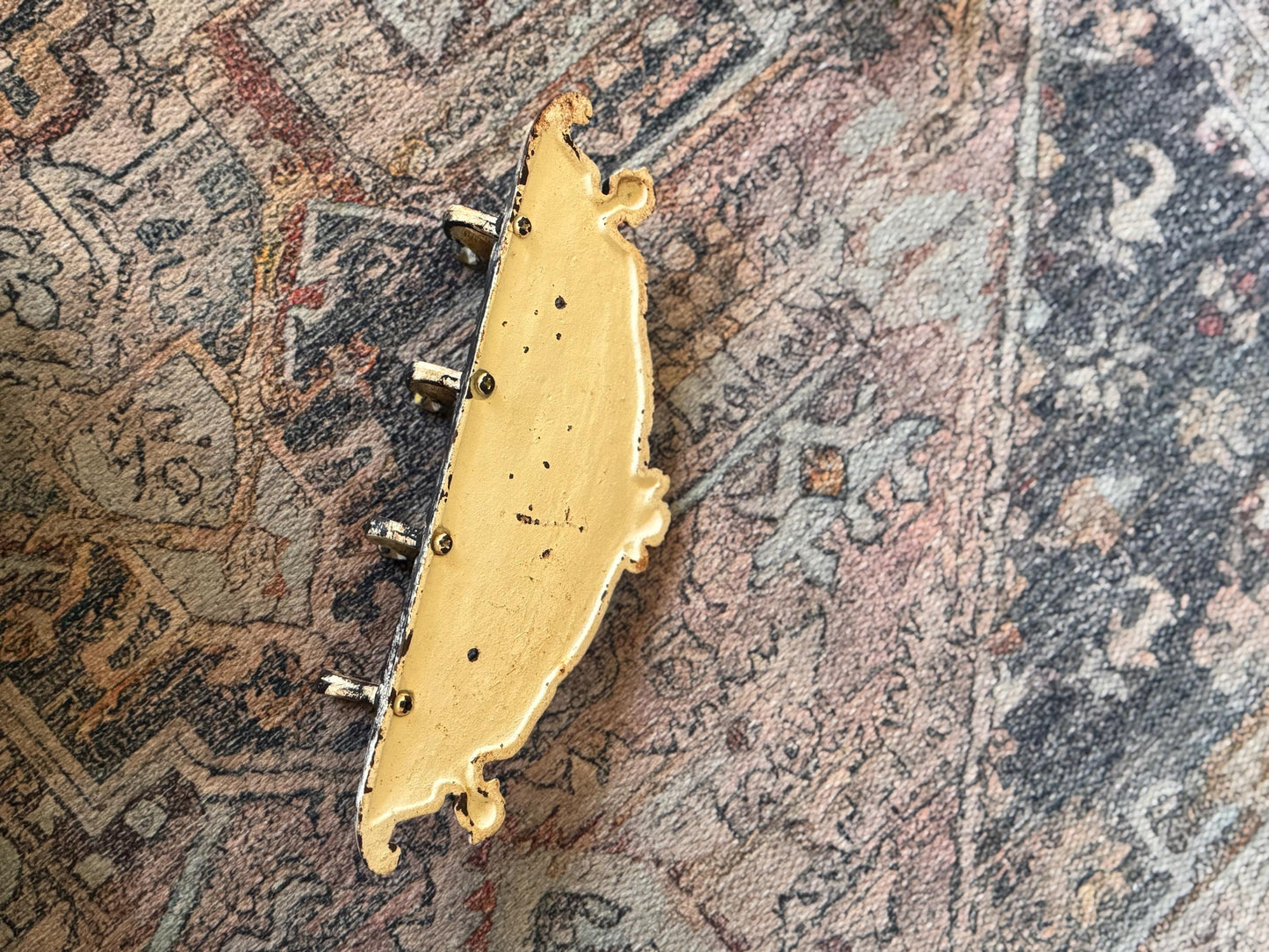 Antique Cast Iron Towel Hook Rack: Rustic Farmhouse Bathroom Decor