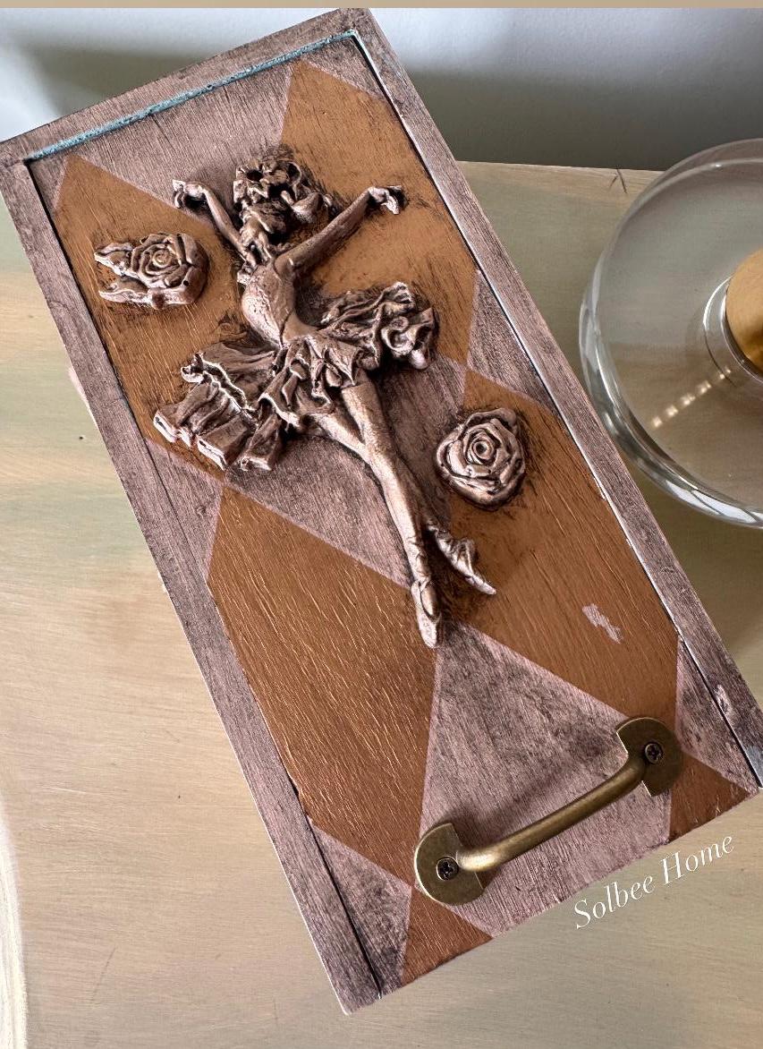 Ballerina Decorative Mini Box, Mixed Media Handmade Storage Box, Whismical