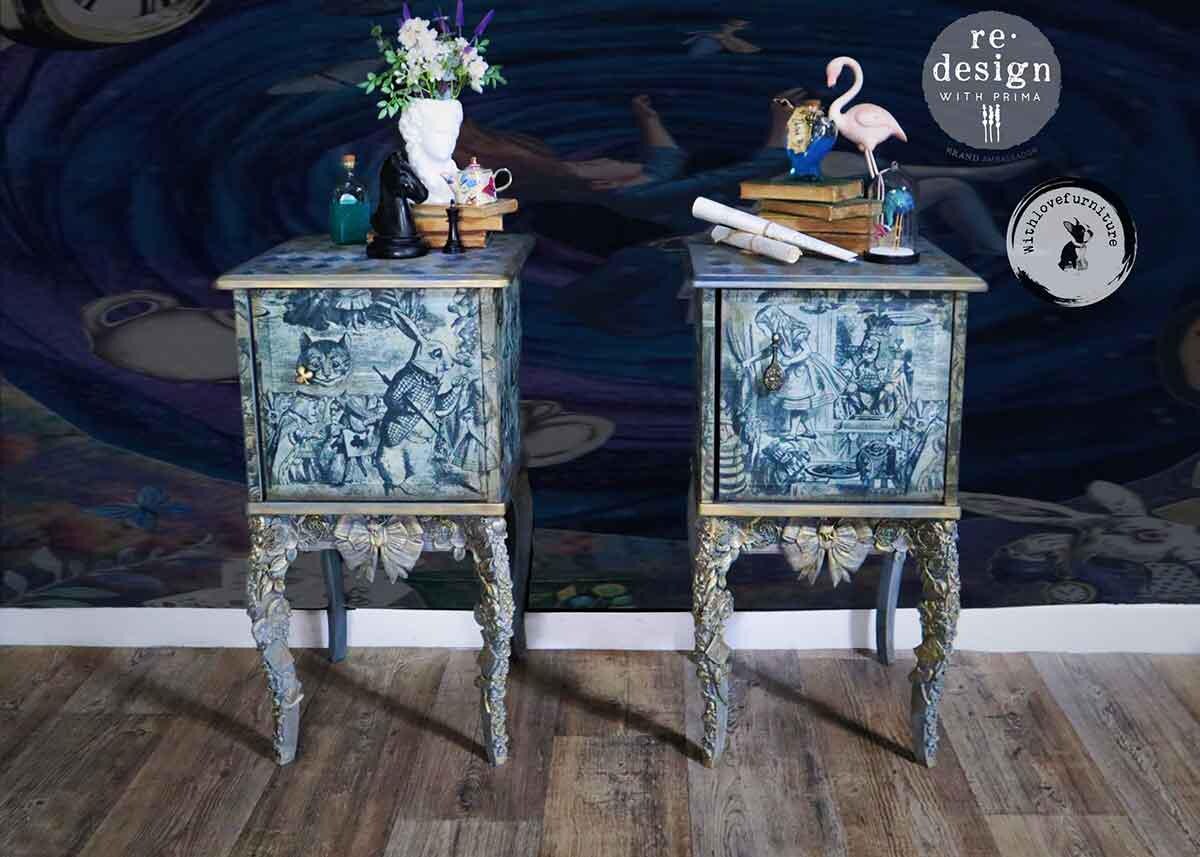 Dreaming In Wonderland, Decoupage Fiber, 1 sheet, 19.5″x30″ ReDesign With Prima, Furniture Upcycling DIY Decor Decoupage Craft Wonderland