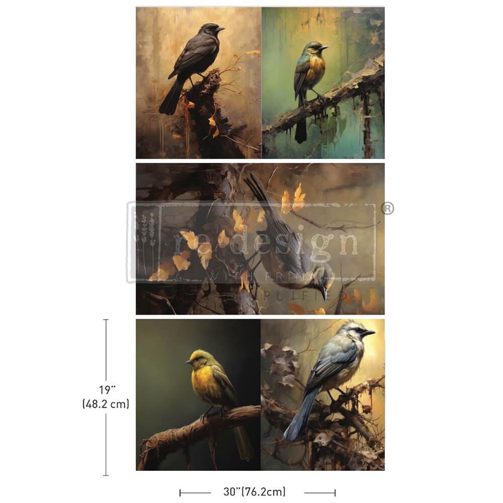 Avian Dreamscape, Decoupage Fiber Pack, 3 sheets, ReDesign With Prima, Furniture Upcycling DIY Decor Decoupage Birds