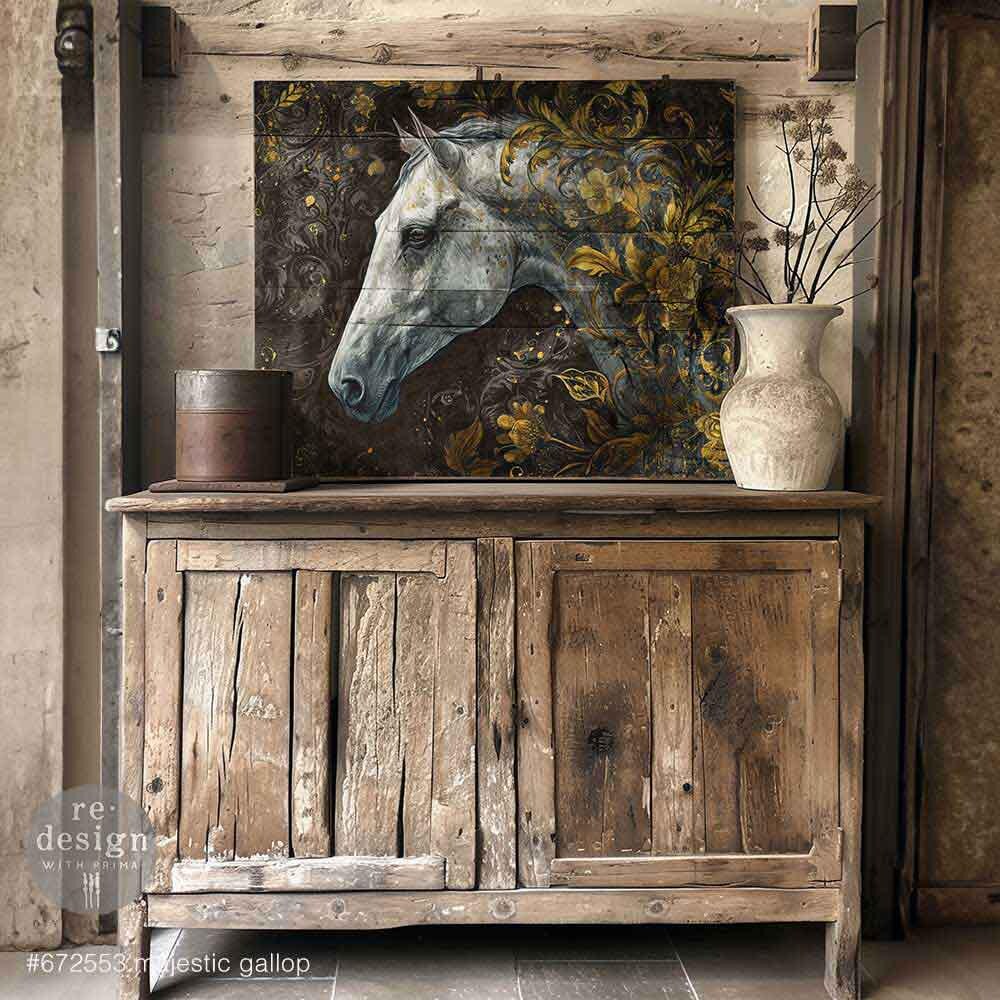 Majestic Gallop, A1 Decoupage Fiber, 1 sheet, 23.4″x33.1″ ReDesign With Prima, Furniture Upcycling DIY Decor Decoupage Craft Horse