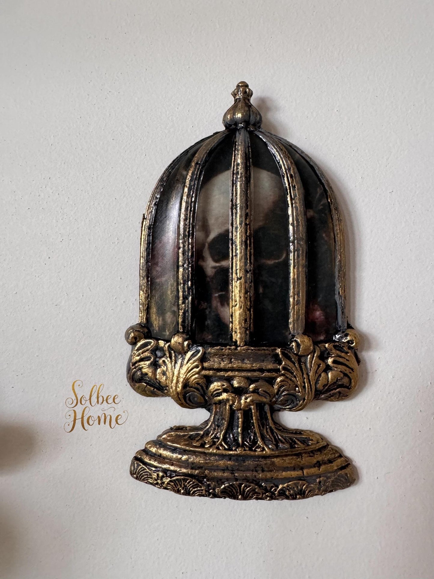 Caged Skull Cloche Mini Gallery Wall Decor, Dark, Moody, Gothic, Halloween, Handmade